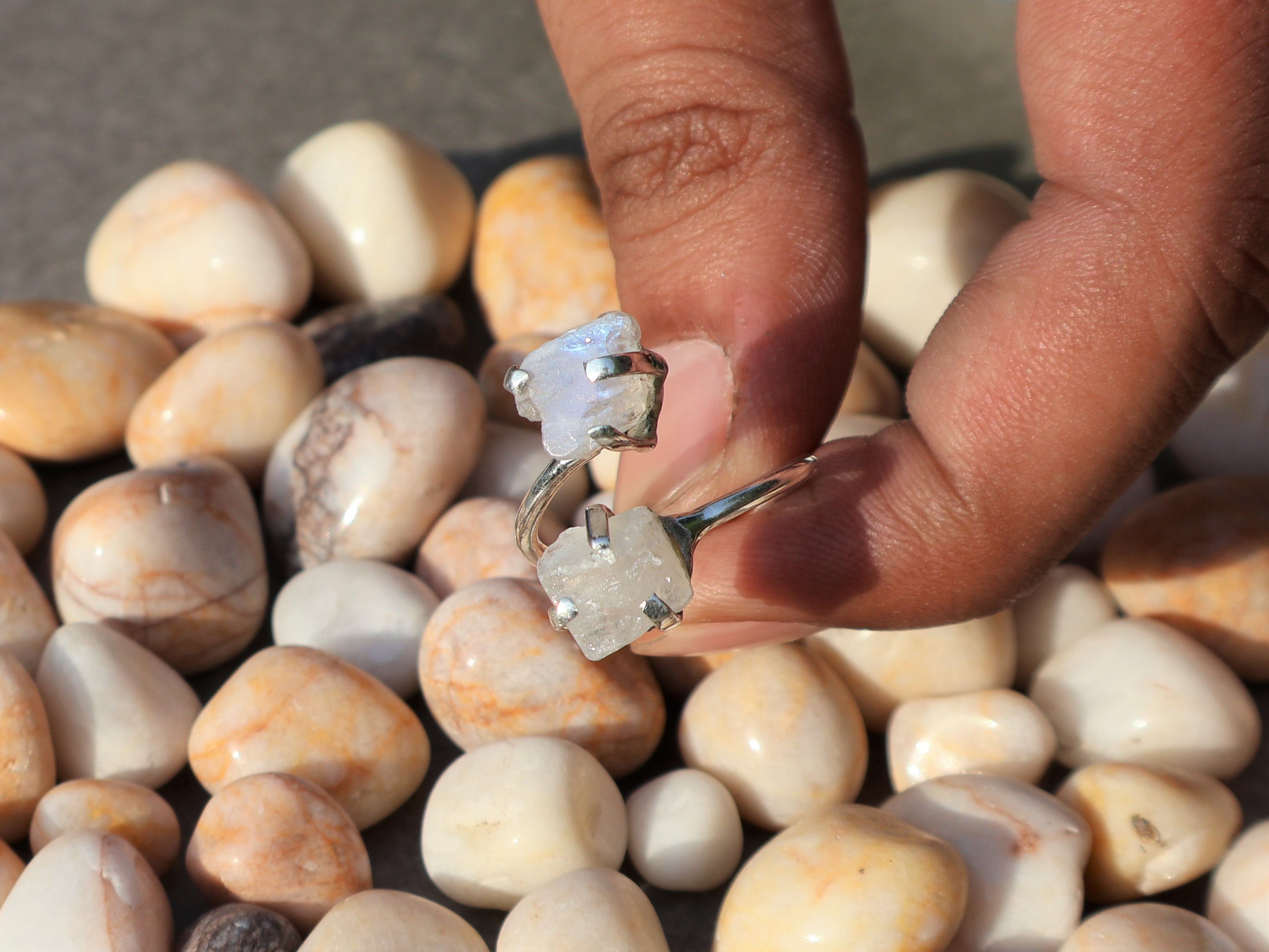 Handmade Raw Moonstone Ring, Handmade Ring, 925 Sterling Silver, Size ONE SIZE - 6 Thumbnail
