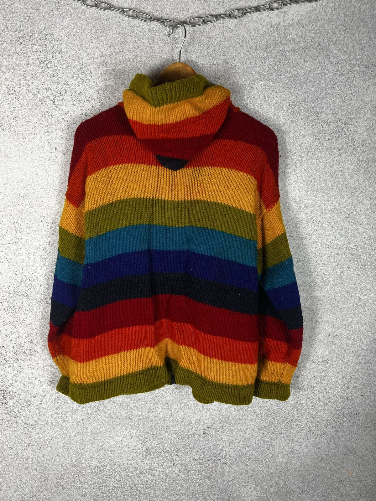 Vintage Vintage Ecuador Hand Knit Aztec Pattern Wool Hoodie Sweater Size US L / EU 52-54 / 3 - 7 Thumbnail