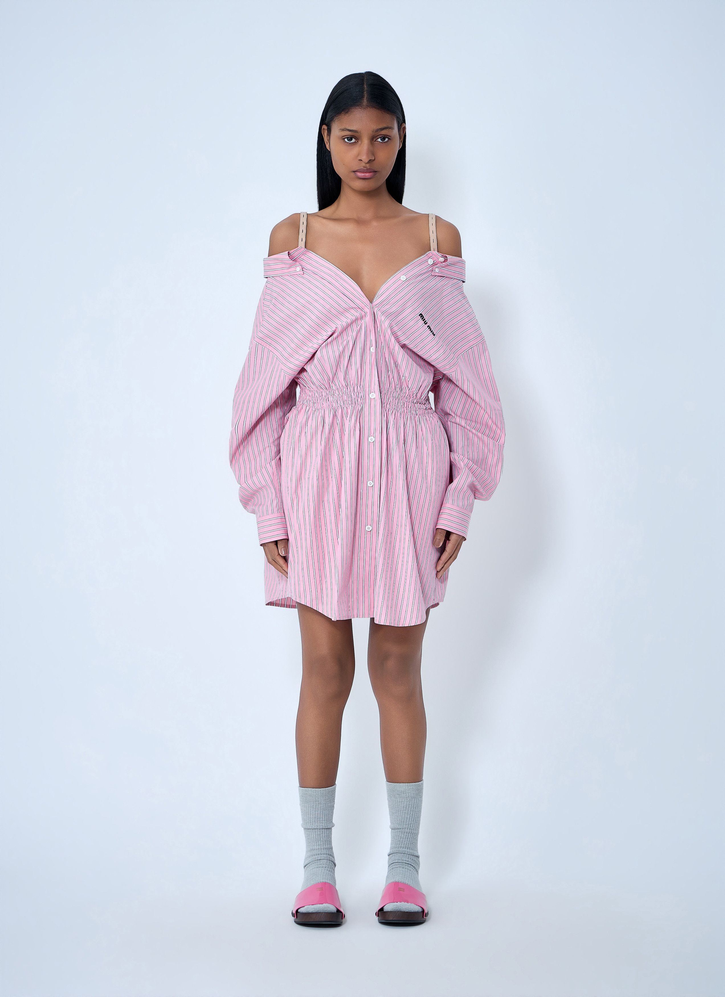 Miu Miu Striped Poplin Dress Size M / US 6-8 / IT 42-44 - 1 Thumbnail