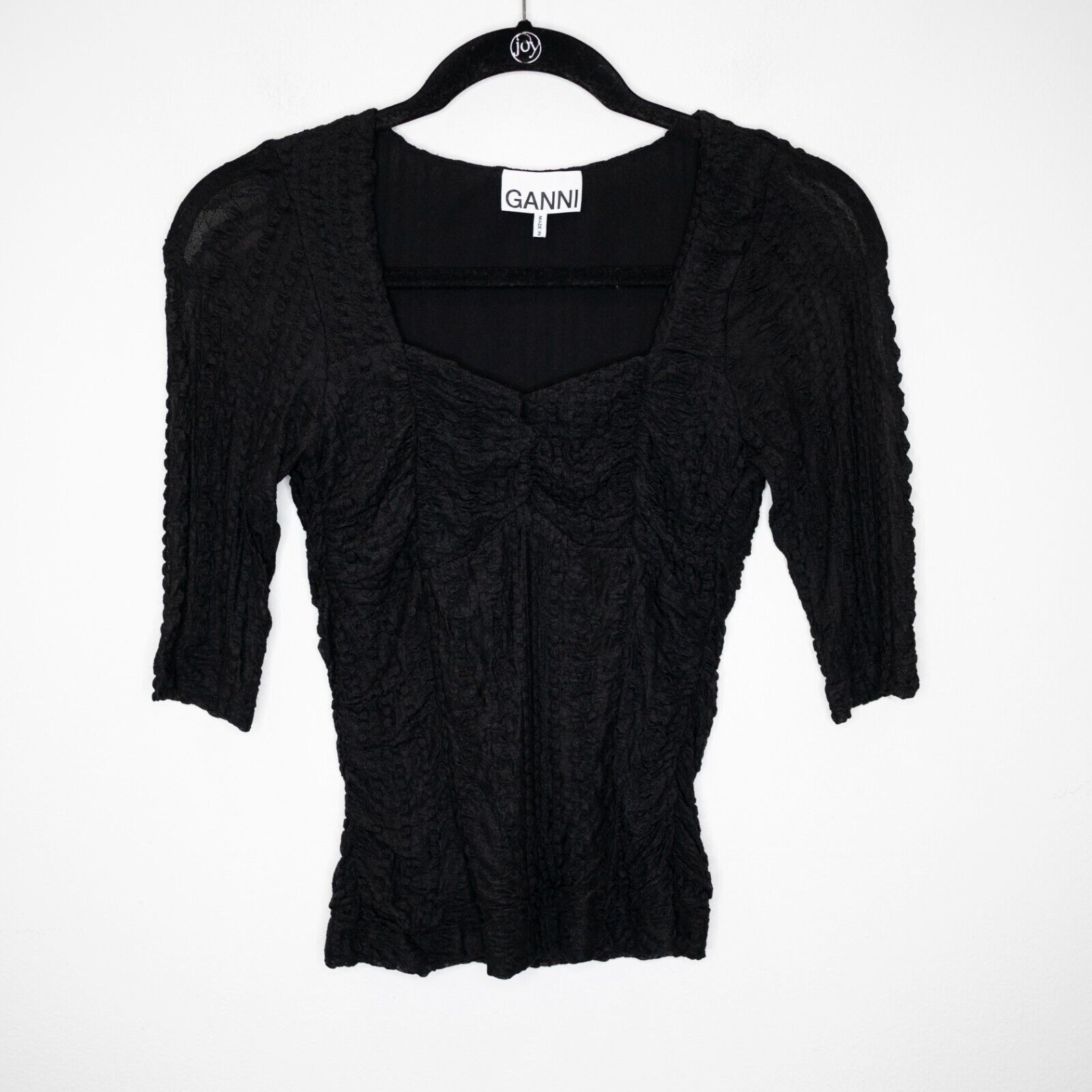 Ganni Ganni Ruched Stretch Lace Top Size M / US 6-8 / IT 42-44 - 3 Thumbnail