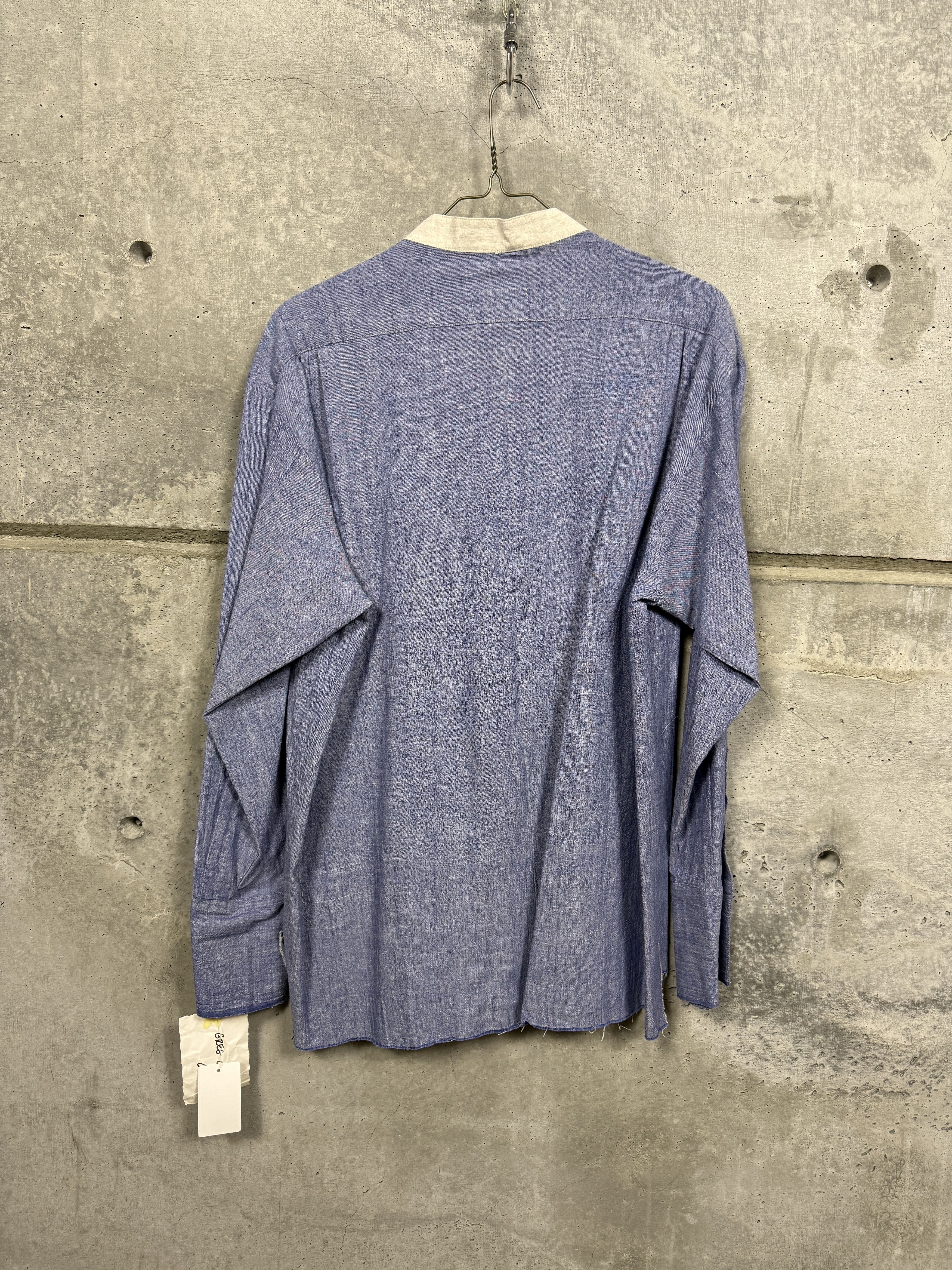 Greg Lauren $950 Greg Lauren Chambray Classic Bib Studio Shirt Size US XL / EU 56 / 4 - 2 Thumbnail