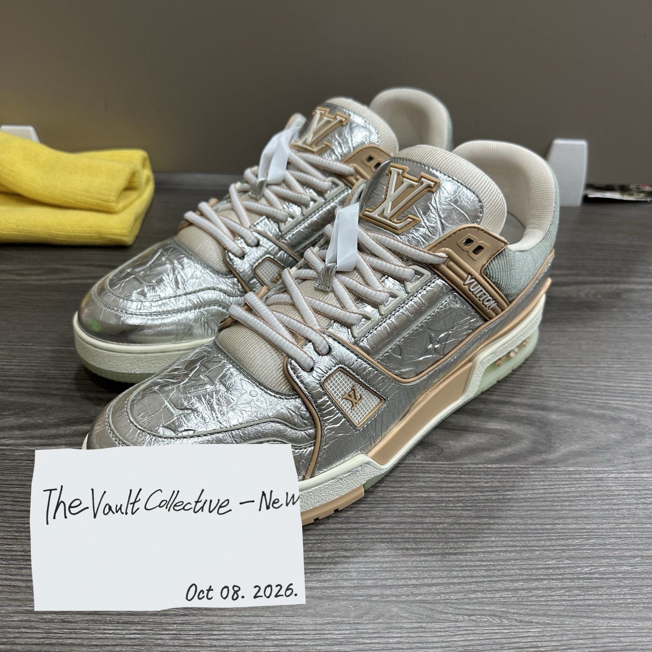 Louis Vuitton Trainer Silver Leather Men's Casual Sneakers 42, Men's (Size 9)