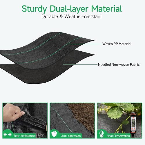 Designer × Homemade 3.5oz Weed Barrier Landscape Fabric 3ft x 300ft, Dual-Layer Size US L / EU 52-54 / 3 - 3 Thumbnail