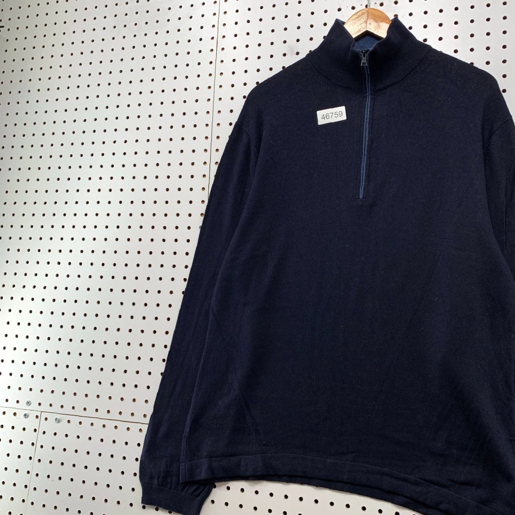 Banana Republic Banana Republic Silk Cashmere Sweater Mens XL Navy Blue 1/4 Zip Work Shirt Knit Mock Neck Long Sleeve Casual Mens Size US XL / EU 56 / 4 - 5 Thumbnail