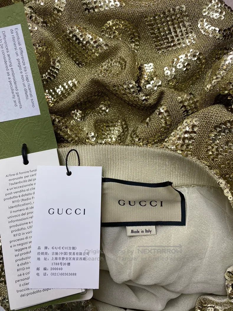 Gucci Gucci SizeM 22 new diamond gold thread jacquard skirt Size 42" / US 20 - 4 Thumbnail
