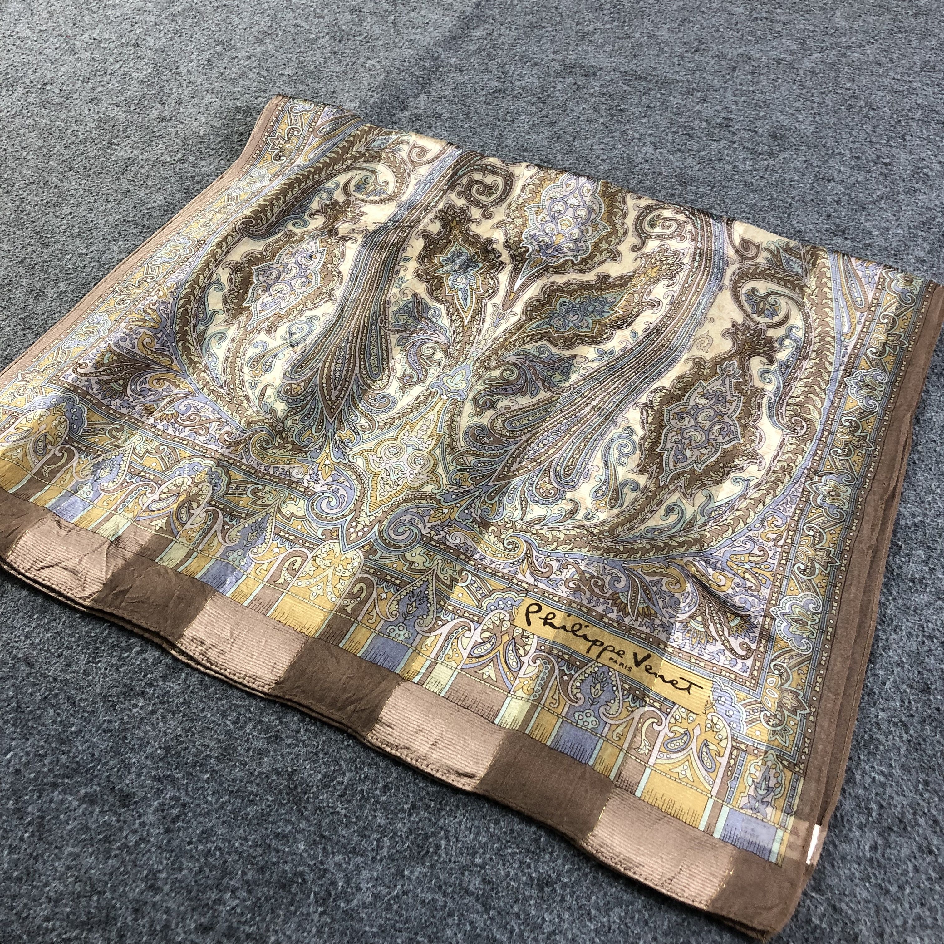 Vintage Philippe Venet Paisley Silk Stole Silk Scarf M842 Size ONE SIZE - 3 Thumbnail