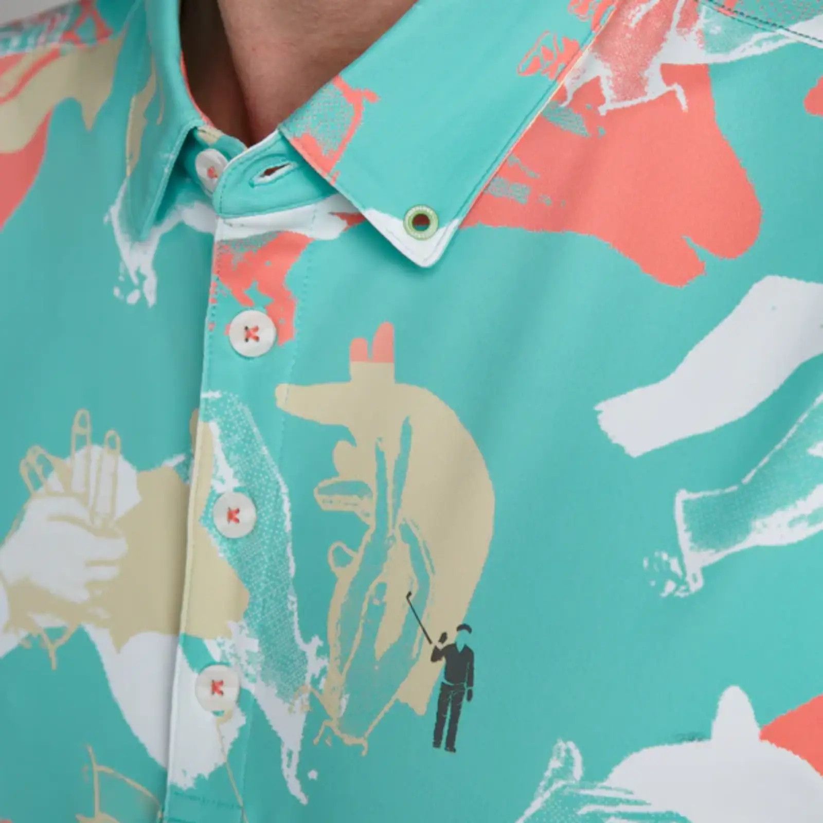 Ashworth William Murray Retro Seafoam Happy Hands Golf Shirt Mens 2XL Size US XXL / EU 58 / 5 - 9 Thumbnail