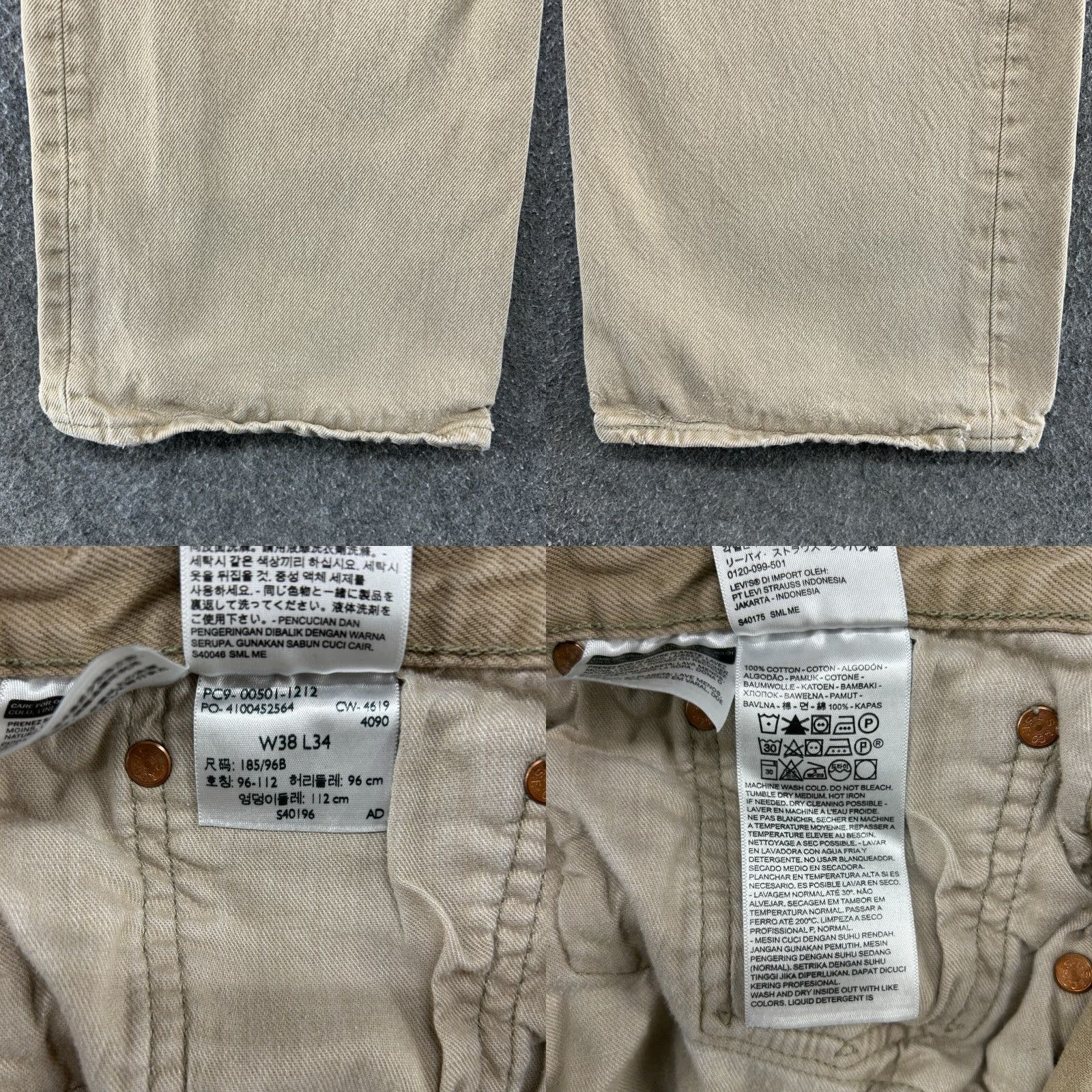 Levi's Levi's 501 Pants Mens 38x34 Brown Denim Regular Fit Distressed Light Wash Straight Leg Size US 38 / EU 54 - 8 Thumbnail