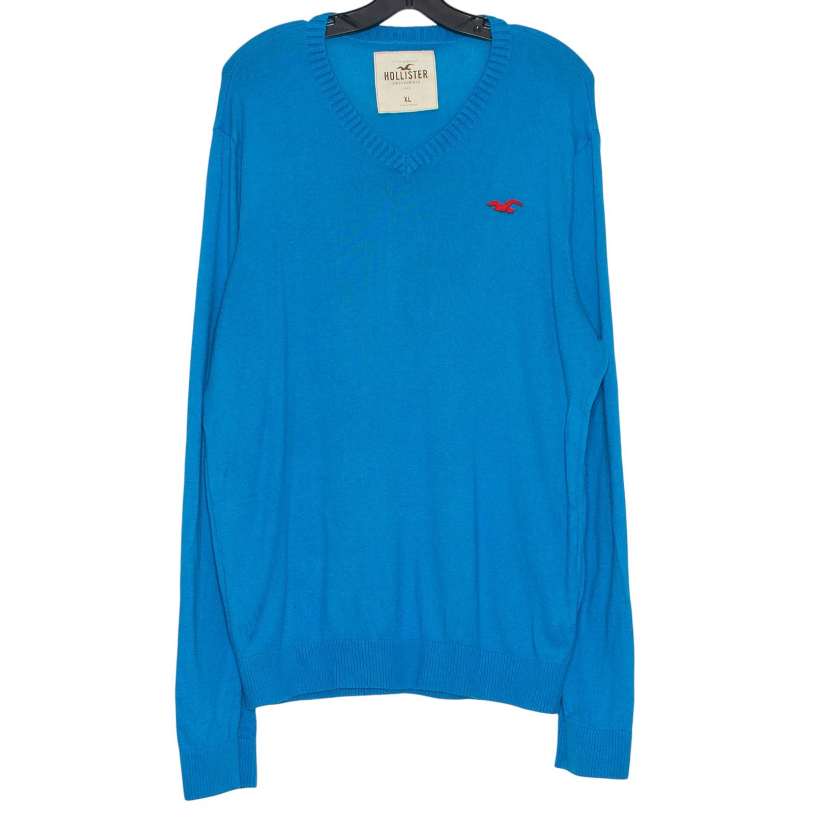 Hollister Hollister Mens Sweater Y2K Preppy V Neck Minimalist Blue XL Size US XL / EU 56 / 4 - 1 Thumbnail