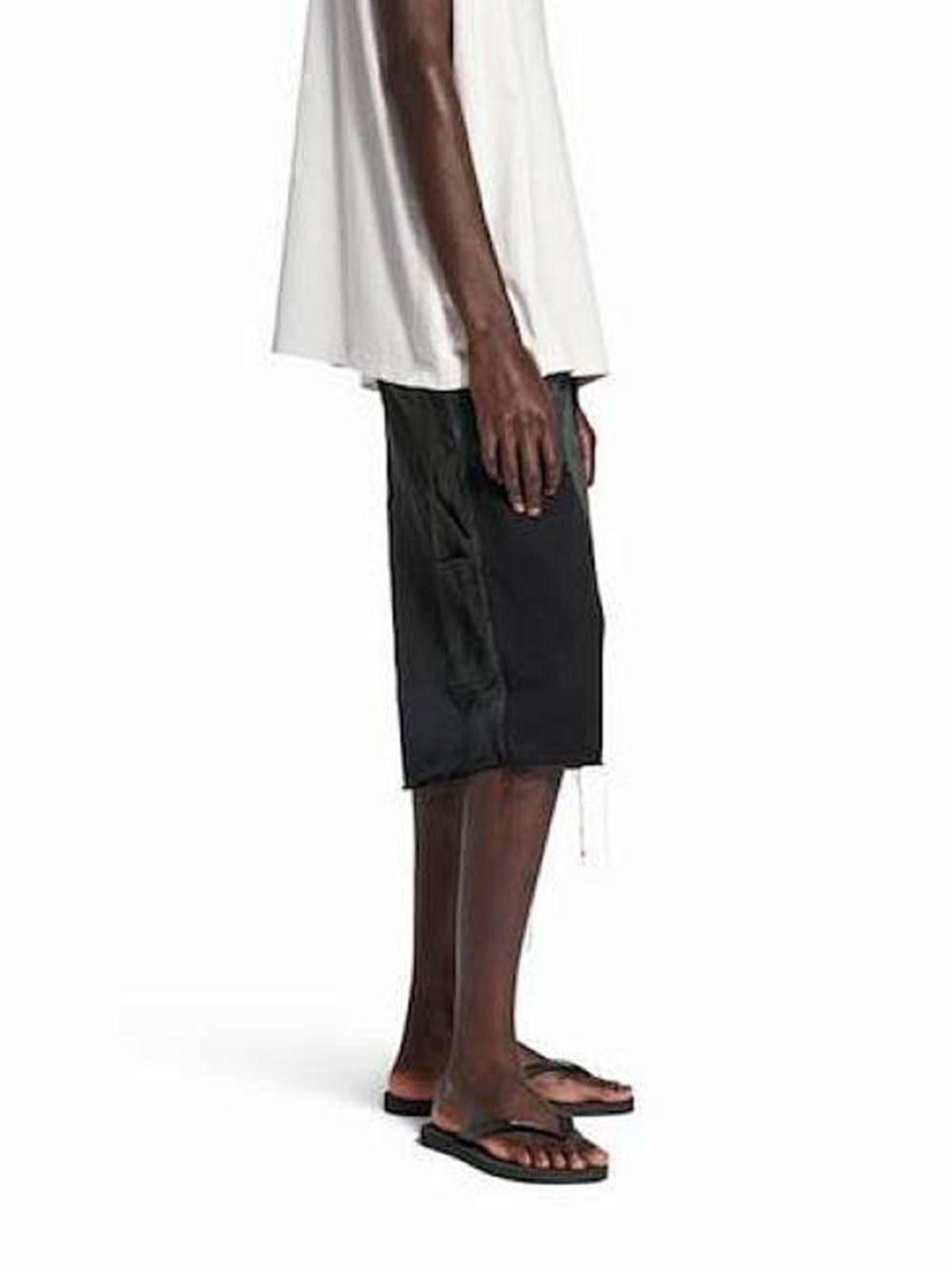 Jean Whisker Frayed-Hem Spliced Black Denim Shorts Size US 32 / EU 48 - 3 Thumbnail
