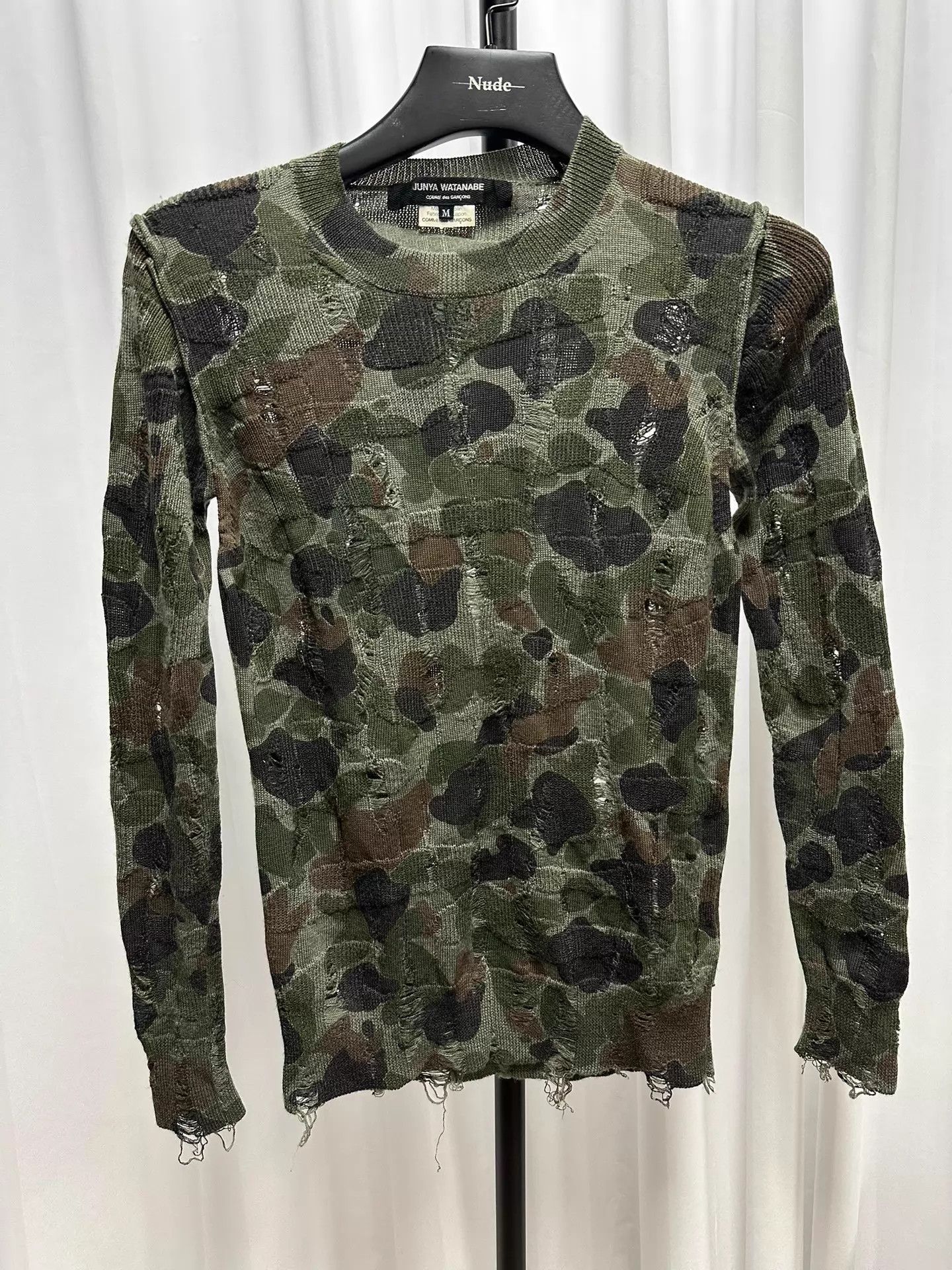 Junya Watanabe Junya Watanabe Distressed Camo Wool Knit M Size XS / US 0-2 / IT 36-38 - 1 Thumbnail