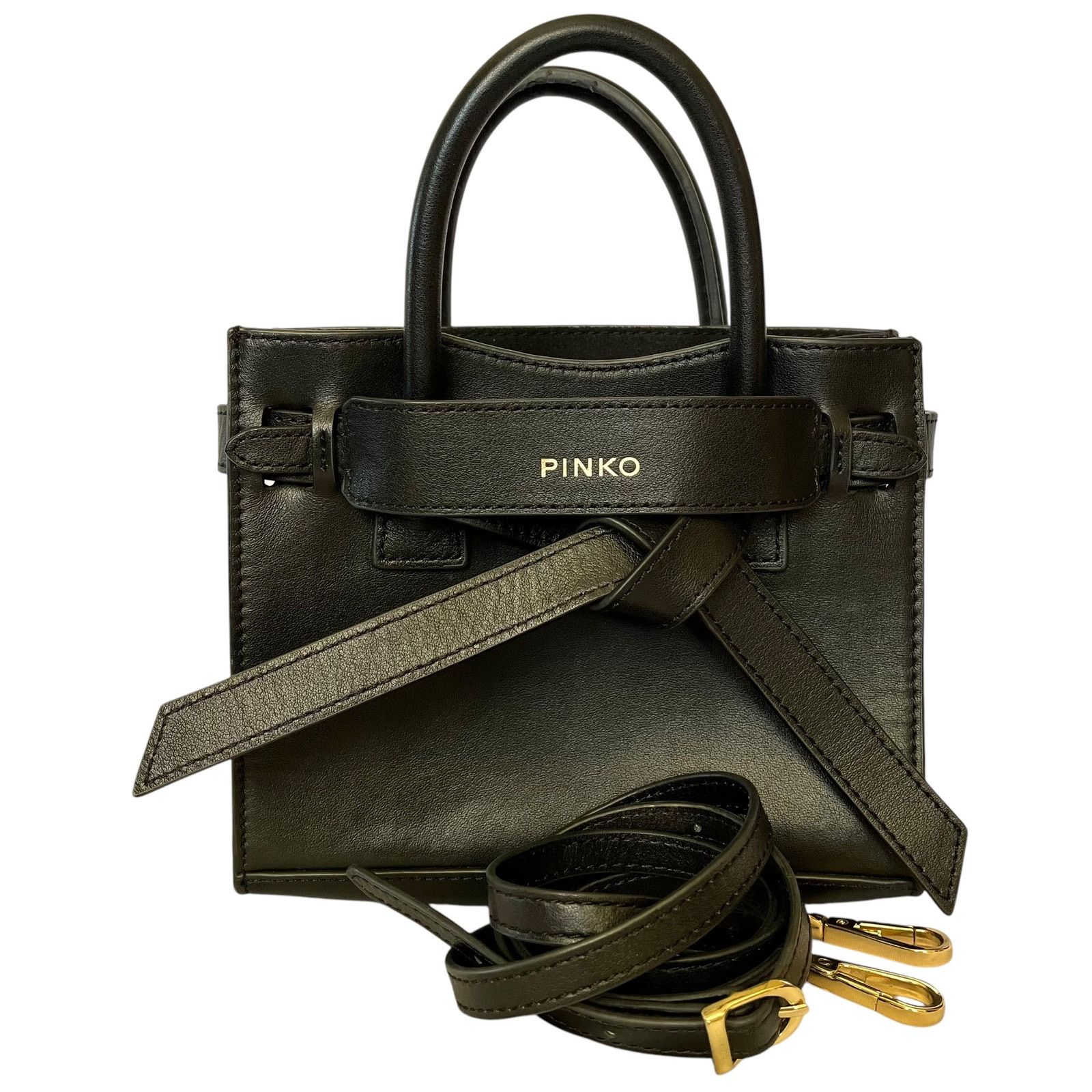 Pinko Pinko Black Leather Bow Tie Convertible Satchel Backpack Size ONE SIZE - 9 Thumbnail