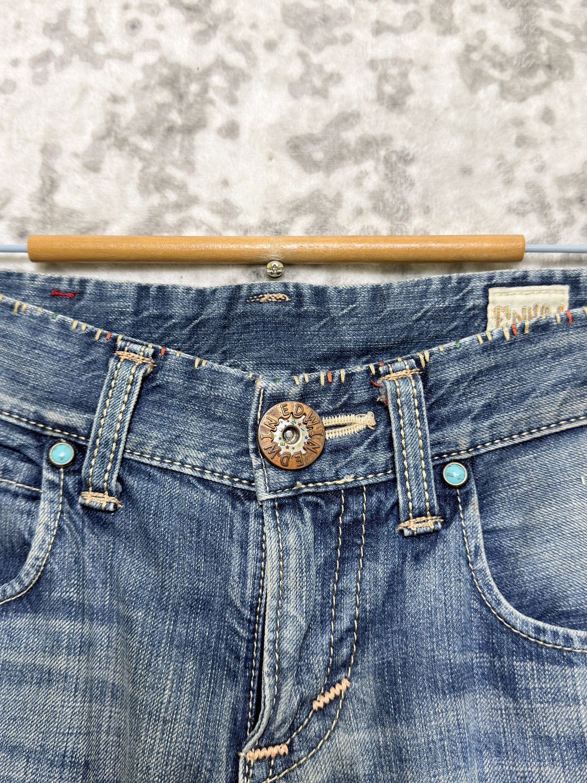 Edwin Vintage Edwin Distressed Blue Washed Low Rise Denim Jeans Size US 29 - 9 Thumbnail
