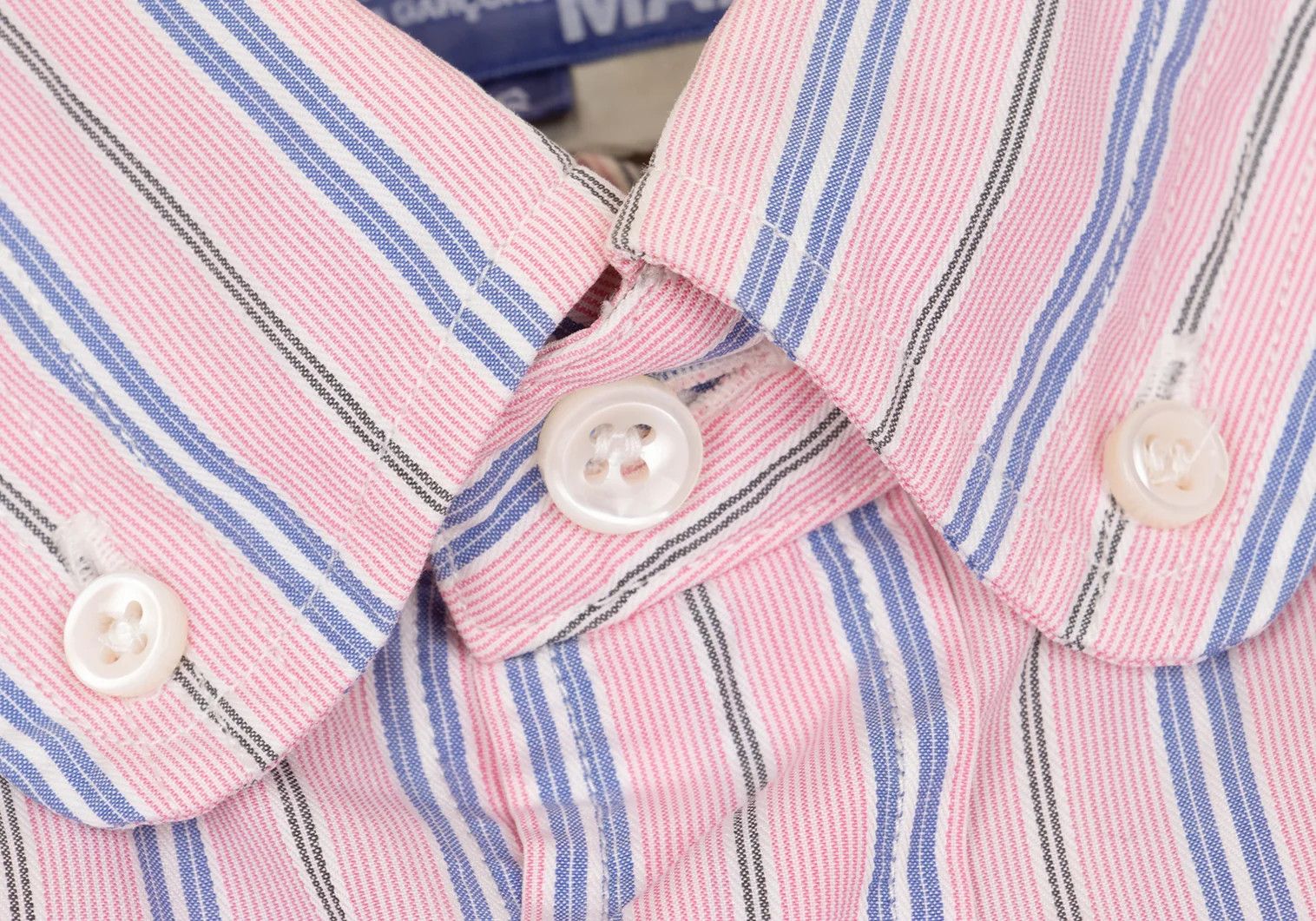 Junya Watanabe Camouflage Yoke Stripe Shirt in Pink Sax Size US S / EU 44-46 / 1 - 4 Thumbnail