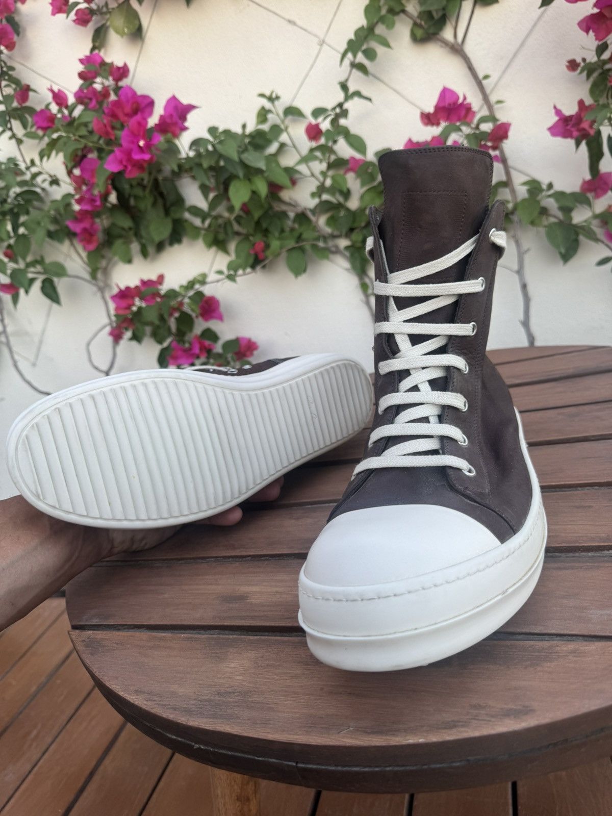 Rick Owens Drkshdw Rick Owens DRKSHDW brown leather mainline ramones Size US 13 / EU 46 - 1 Thumbnail