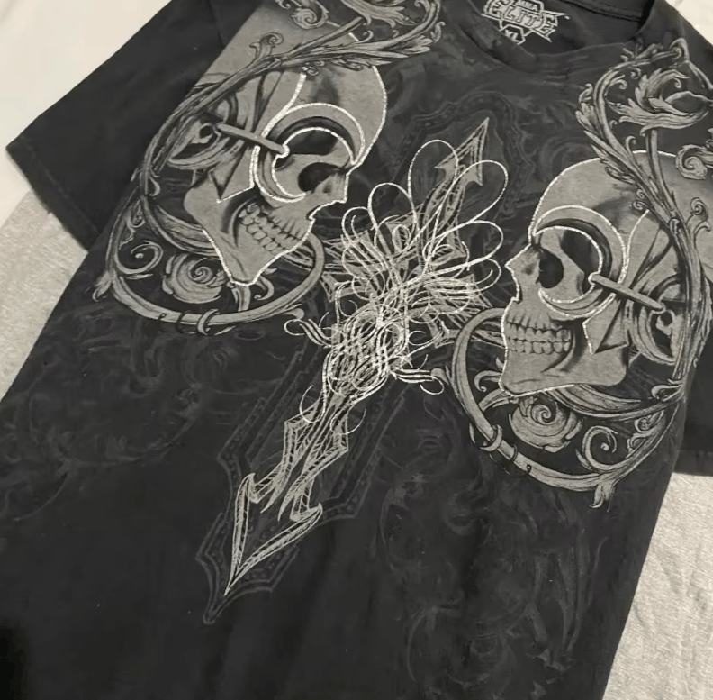 Japanese Brand Dark Skull Graphic Print Design Long Sleeve Size US S / EU 44-46 / 1 - 9 Thumbnail