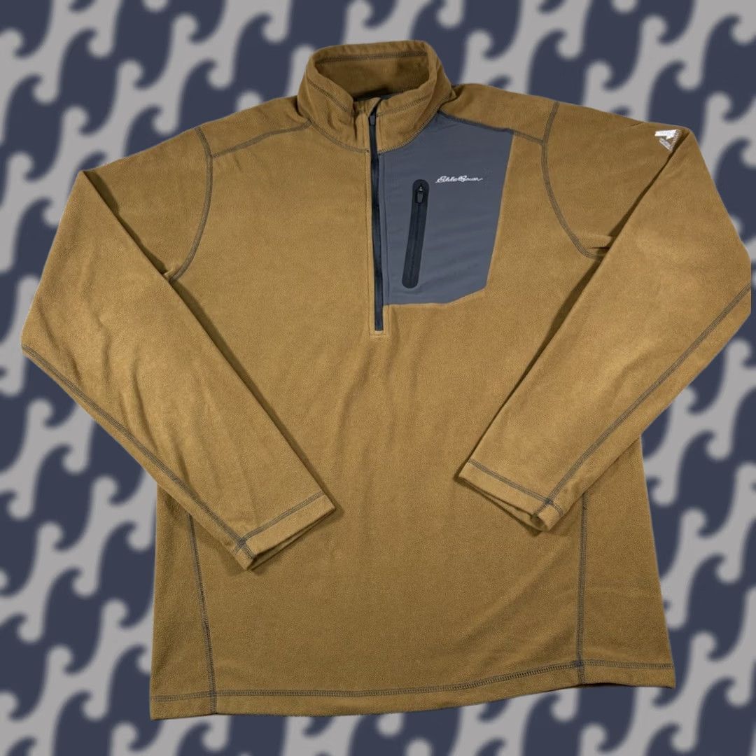 Eddie Bauer Eddie Bauer First Ascent Polartec Quarter Zip Fleece Mens LT Brown 1/4 Zip Logo Outdoor Pullover Size US L / EU 52-54 / 3 - 1 Thumbnail