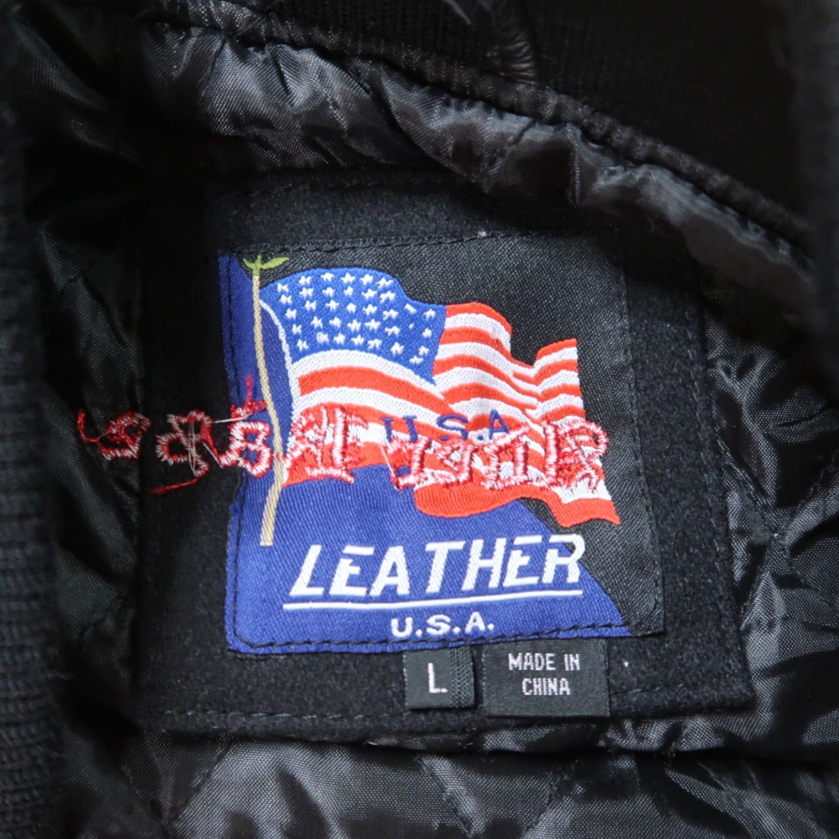 Vintage VARSITY JACKET Black Leather Wool Body Jacket Men's Large Leather USA Jacket/Coat Size US L / EU 52-54 / 3 - 4 Thumbnail