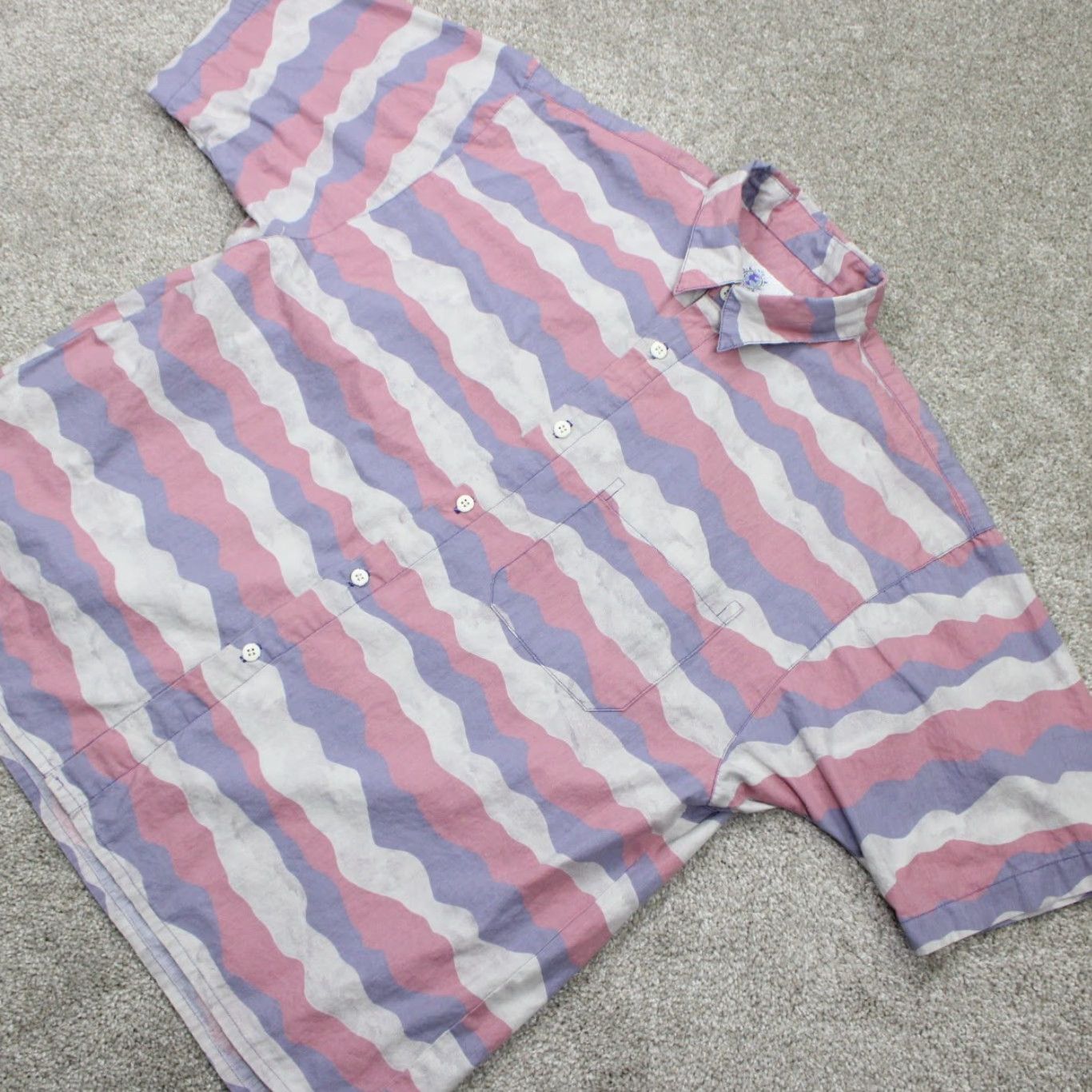 The Territory Ahead The Territory Ahead Purple/Blue Shirt Mens Small Cotton Button-Up Short Sleeve Geometric Pattern, 100% Cotton, Regular Fit, Chest 25 in Size US S / EU 44-46 / 1 - 3 Thumbnail
