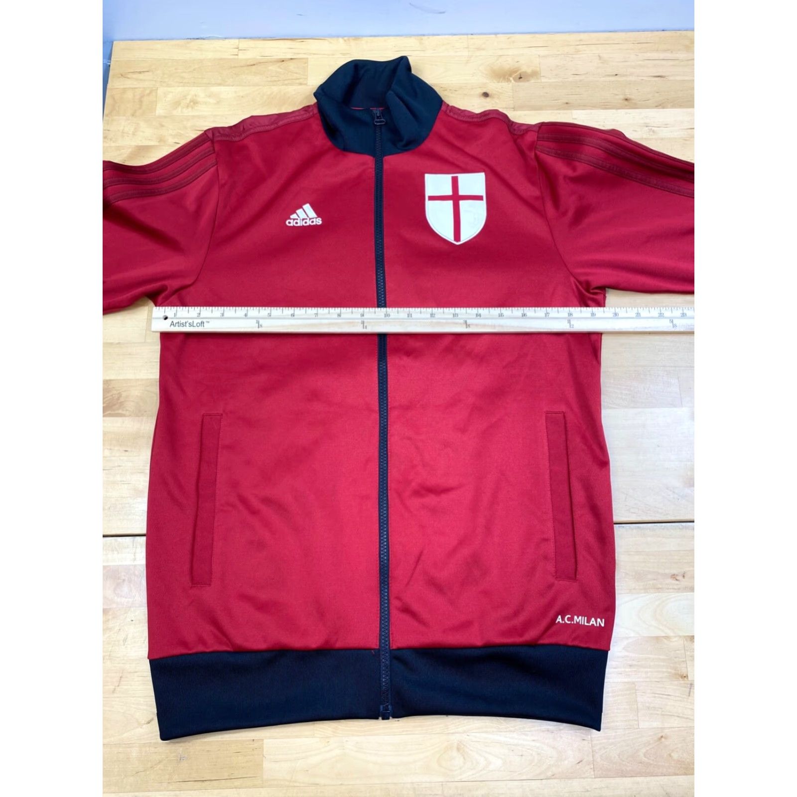 Adidas Adidas AC Milan Jacket Mens Small Red Soccer Full Zip #9892 Size US S / EU 44-46 / 1 - 6 Thumbnail