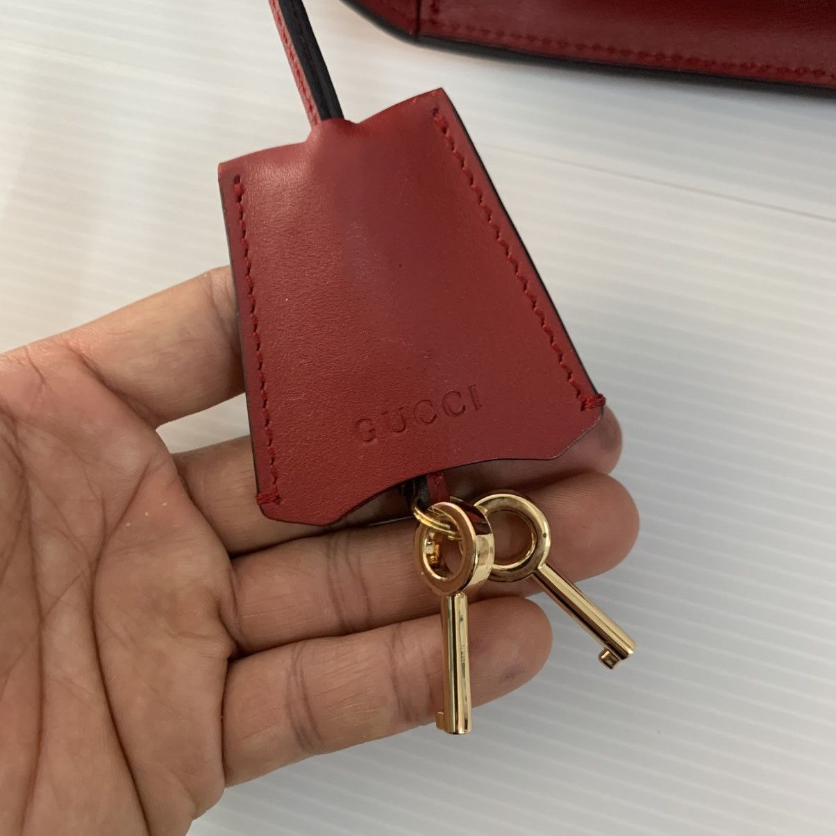 Gucci Gucci Red Leather Chain Shoulder Bag Size ONE SIZE - 10 Thumbnail
