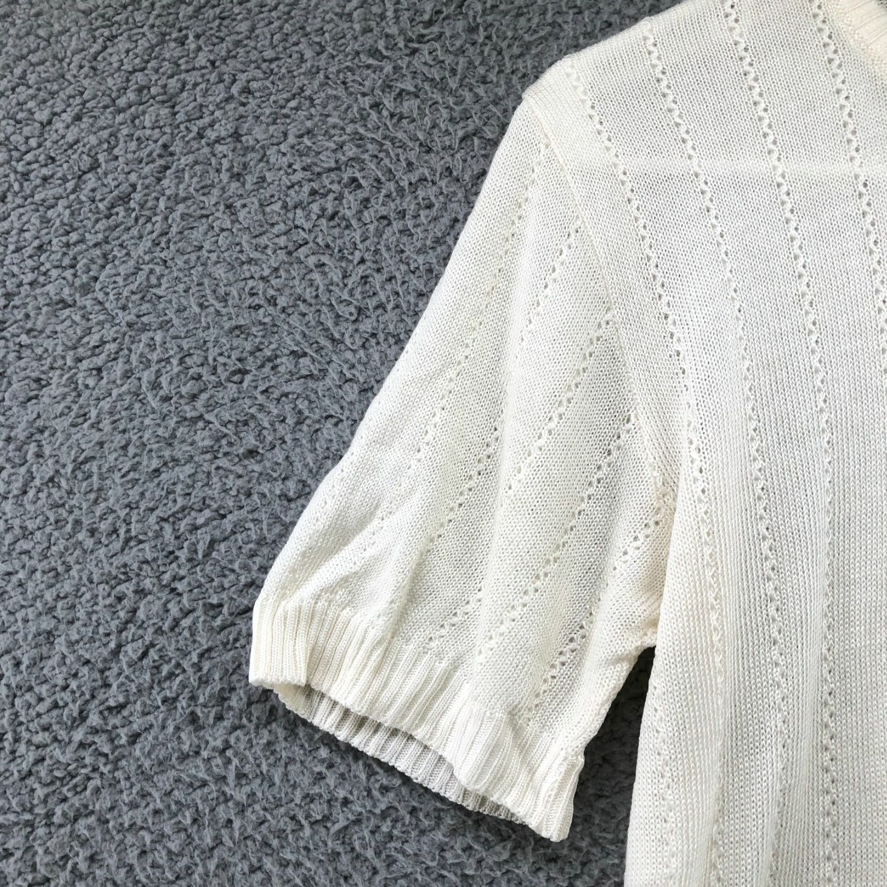 Vintage VINTAGE White Open Knit Pullover Tunic Sweater Womens S Short Sleeve 70s Crewenck Knit Style Hippie Retro Boho Casual Mens? No Women Only Size S / US 4 / IT 40 - 5 Thumbnail