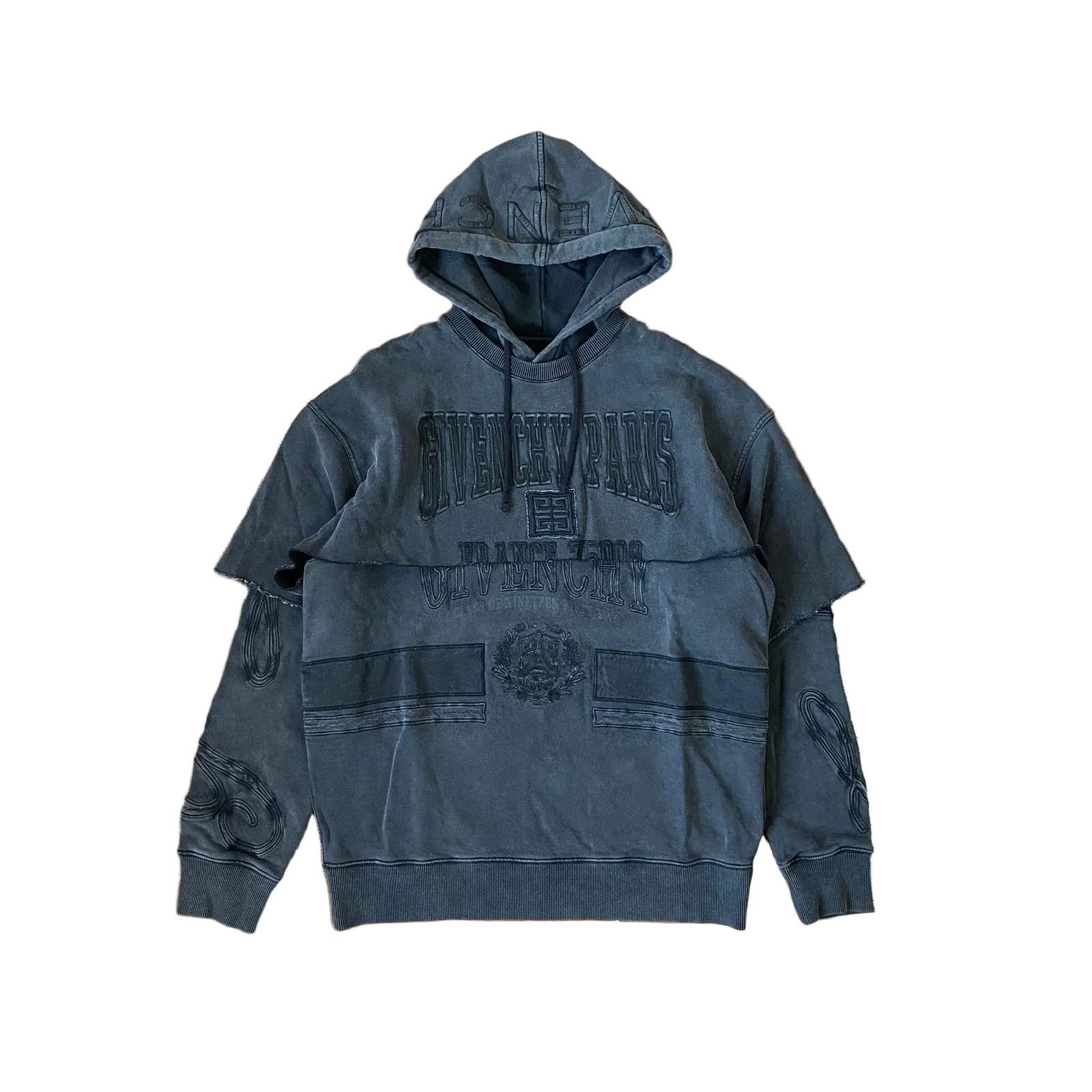 Givenchy 1 of 1 Washed Black Multi Logo Layered Oversized Hoodie Size US M / EU 48-50 / 2 - 1 Thumbnail