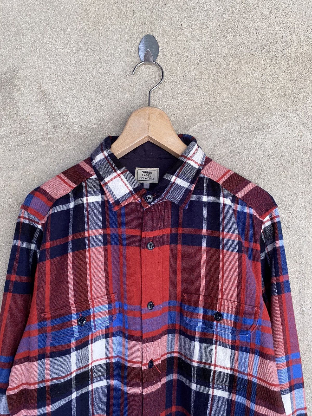 Vintage Japanese Brand Green Label Relaxing Flannel Shirt Size US M / EU 48-50 / 2 - 3 Thumbnail