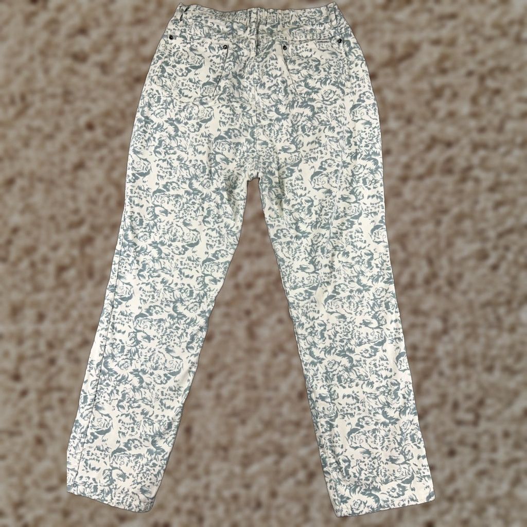 Vintage Amilano White Floral Denim Jeans High Rise Women 32 Jeans, 5-Pocket Slim Fit, Cotton Stretch, Vintage: No, Regular Size, Pants, Women, 90s? Size 24" / US 00 / IT 34 - 1 Thumbnail