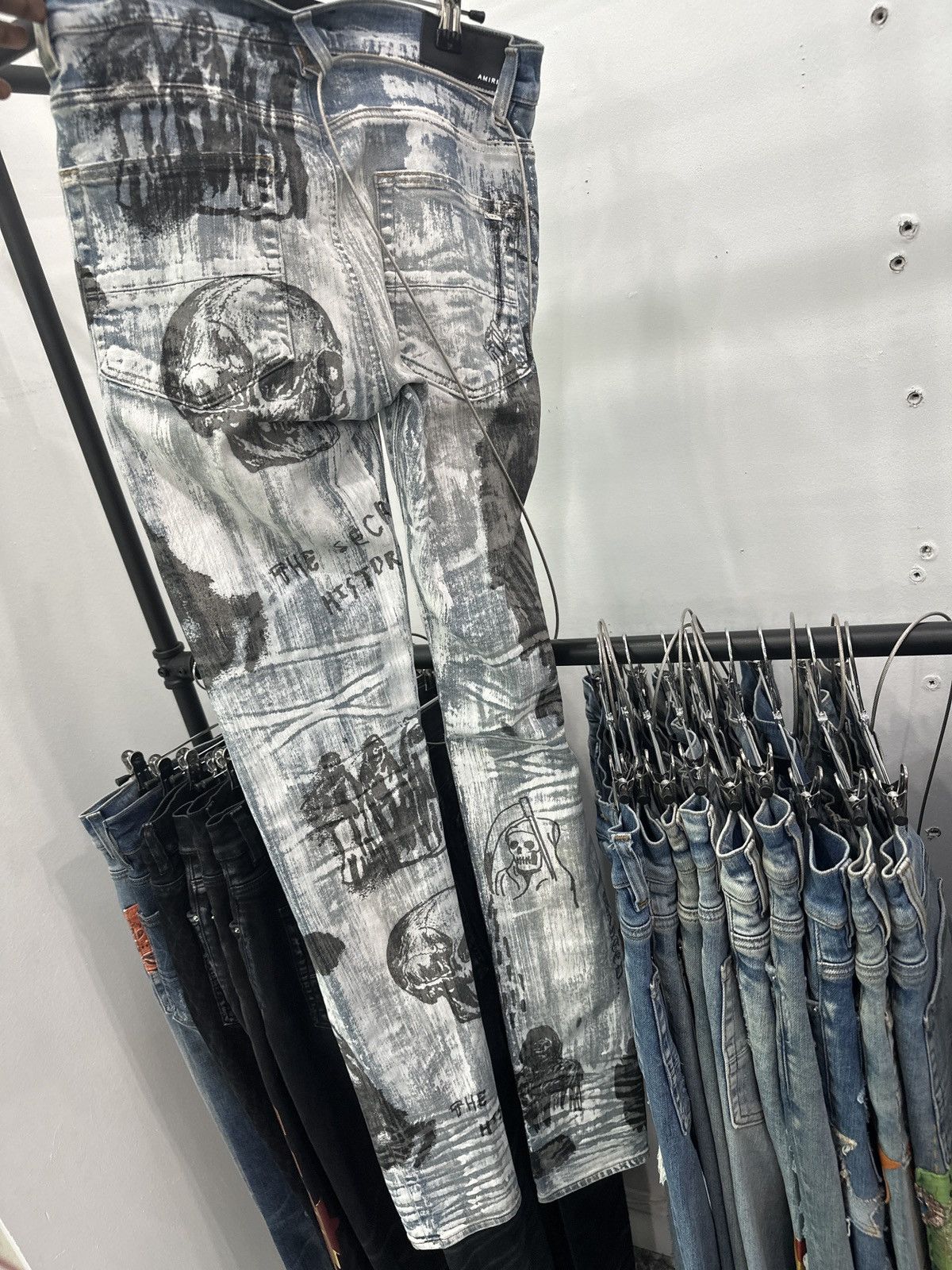 Amiri Amiri x Wes Lang Sketch Jeans ‘Painted Indigo’ Size US 30 / EU 46 - 2 Thumbnail