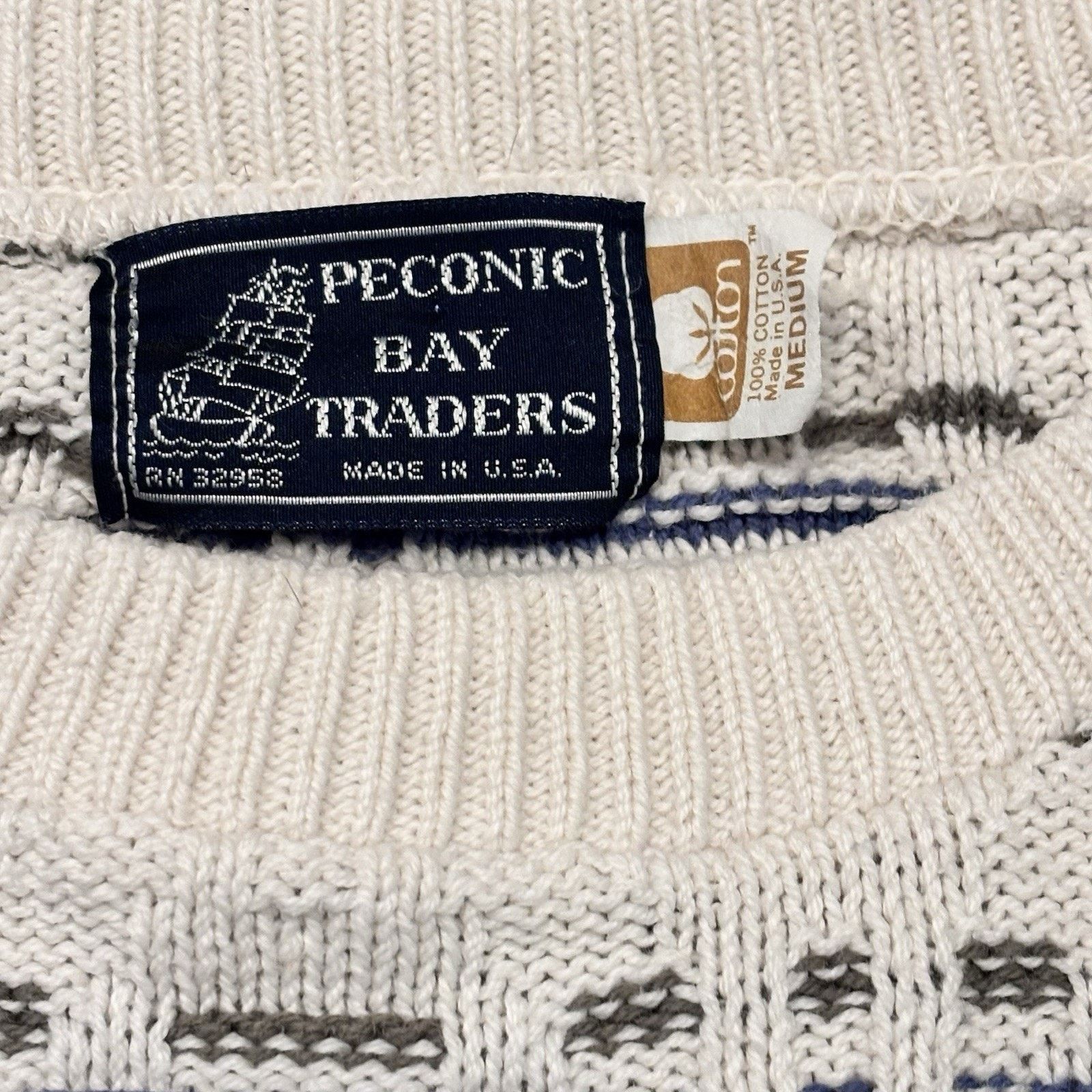Other Vintage Cotton Textured Cream Crew Neck Sweater Men's Medium Size US M / EU 48-50 / 2 - 2 Thumbnail