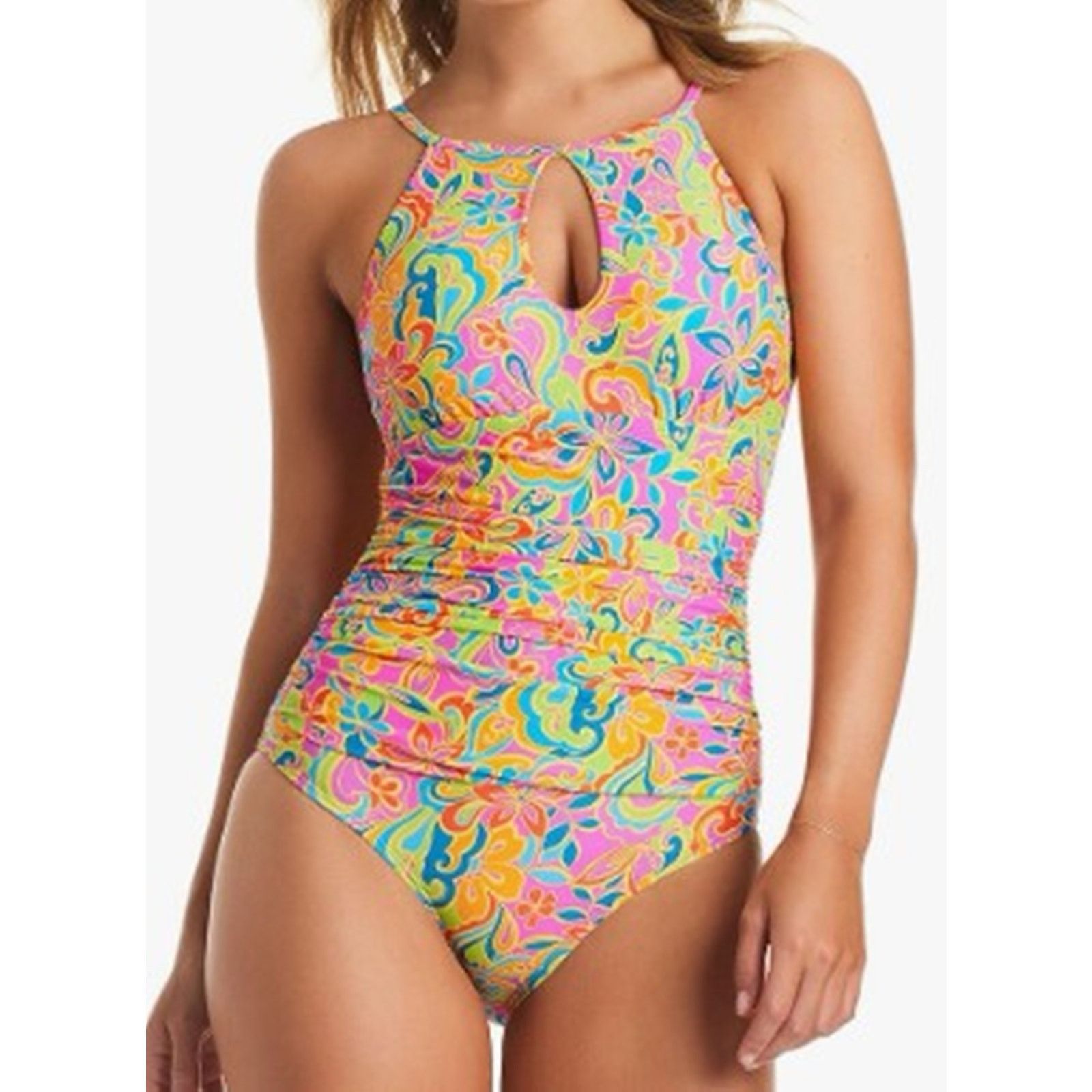 Ellen Tracy ELLEN TRACY One Piece High Neck Swimsuit with Size 8 Size ONE SIZE - 1 Thumbnail
