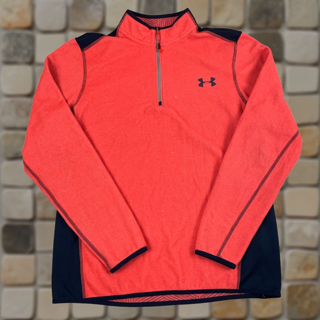 Under Armour Under Armour Sweater Mens M Red Peach ColdGear Infrared 1/4 Zip Fleece Golf PullOver Regular Knit Logo Size US M / EU 48-50 / 2 - 1 Thumbnail