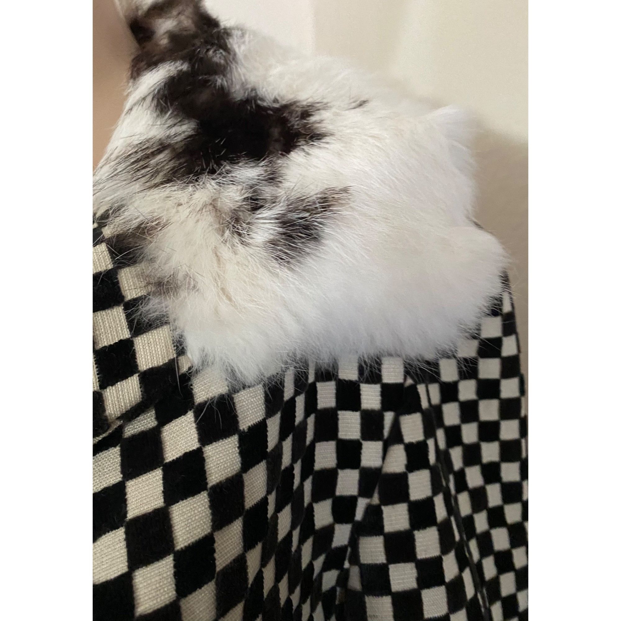 Vintage Rik Villa S 4 Jacket Coat Checkerboard Black White Fur Colla Size S / US 4 / IT 40 - 6 Thumbnail
