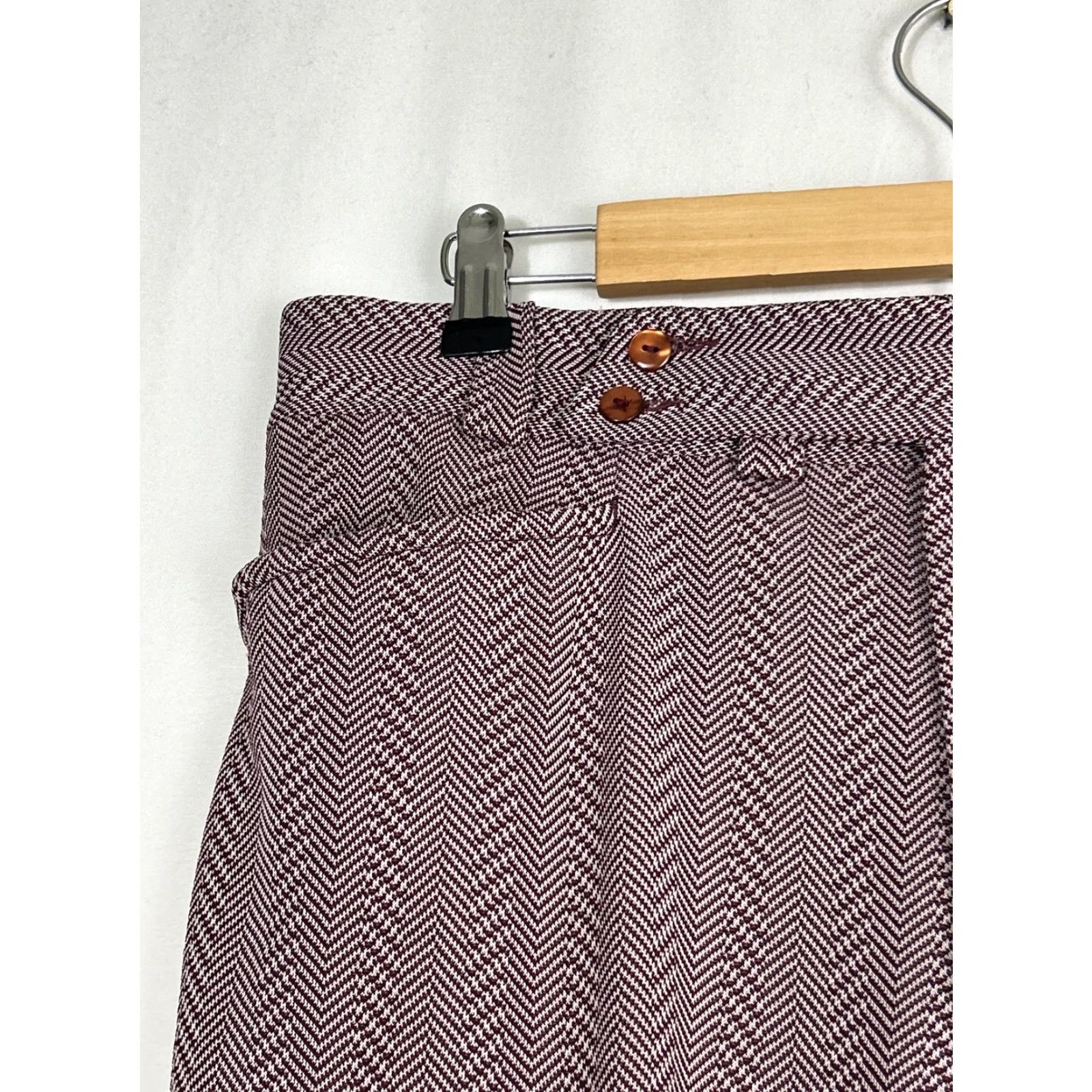 Armani VINTAGE Marman Pants 34x30 Mens/Unisex Polyester Herringbone Maroon White 60s 1960s Size US 34 / EU 50 - 4 Thumbnail