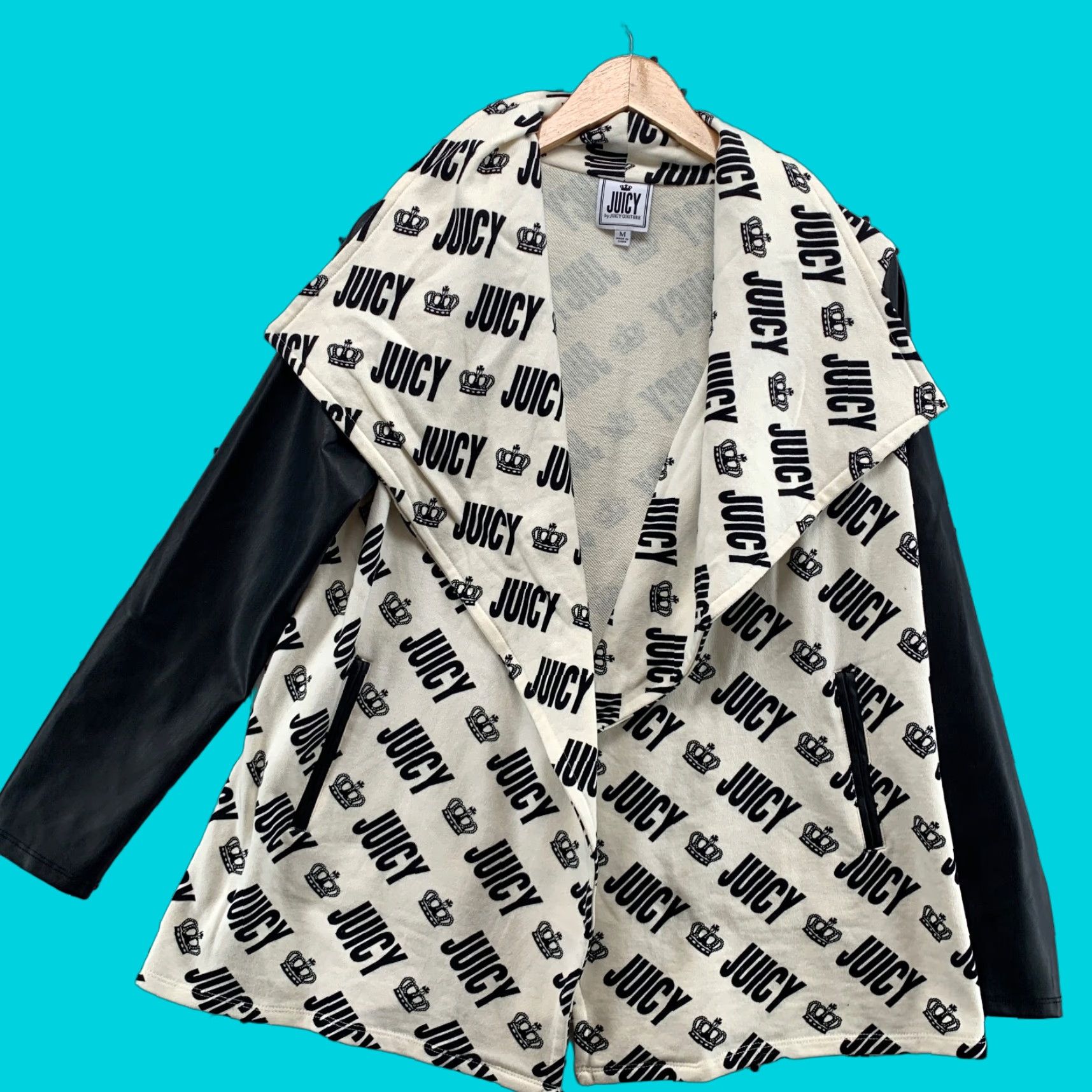 Juicy Couture Juicy Couture Blazer Jacket Womens M All Over Print Long Sleeves AOP Spellout Black Size M / US 6-8 / IT 42-44 - 1 Thumbnail