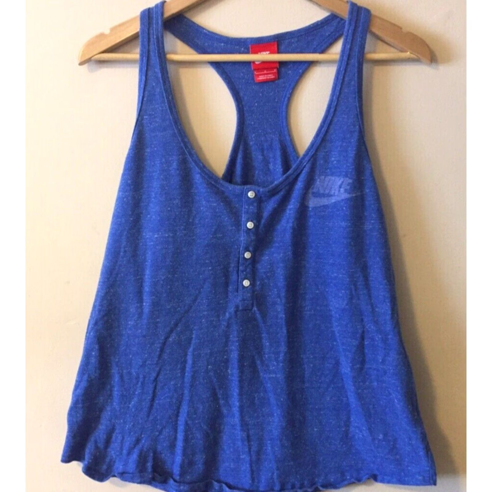 Nike Women's Nike Tank Top Size L Blue Cotton/Poly Stretch Racerback #p17-56 Shirt Womens L Blue Nike Tank Cotton/Poly Stretch Racerback Size L / US 10 / IT 46 - 2 Thumbnail