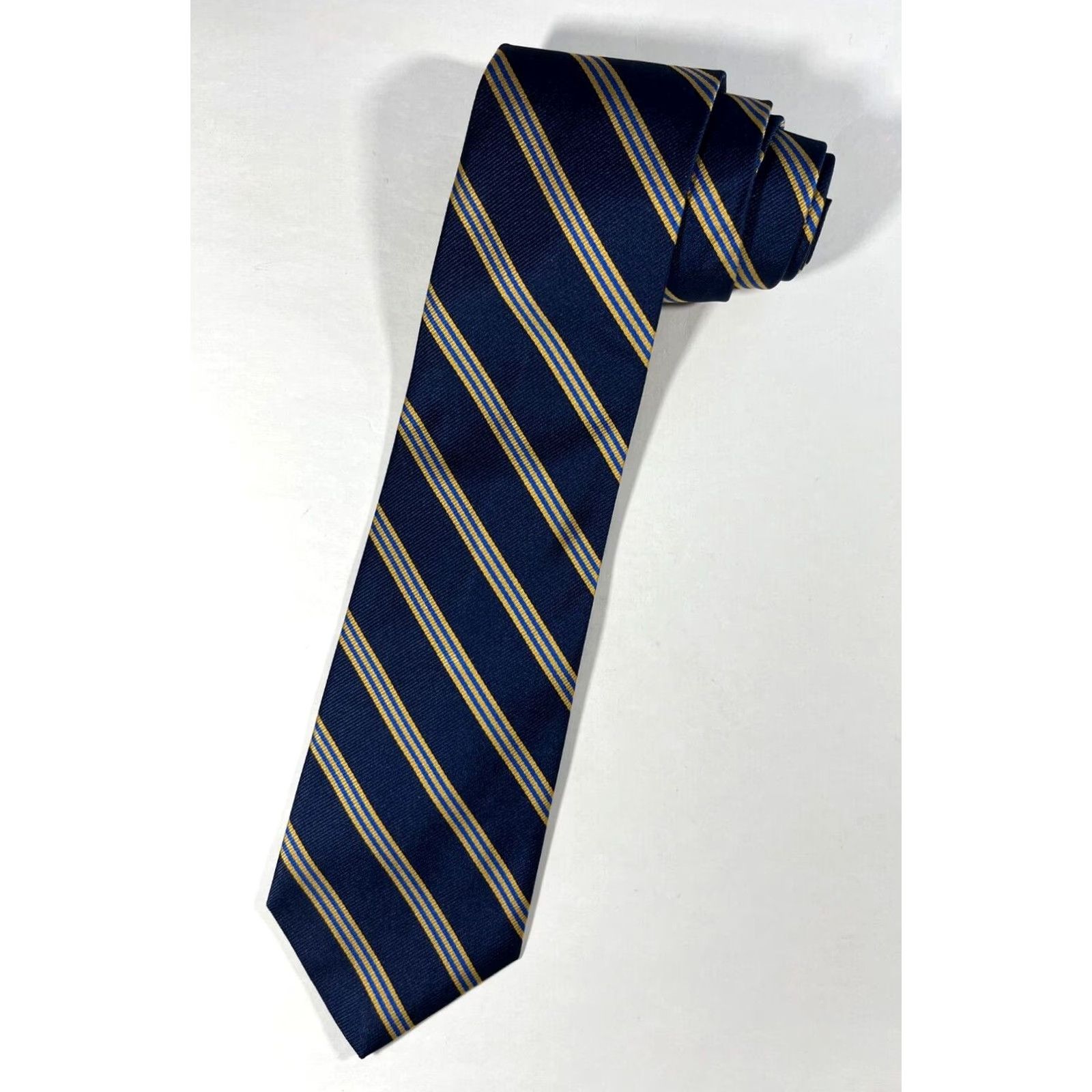 Brooks Brothers Brooks Brothers Tie Navy Striped Pure Silk 346 Woven in Italy Made in USA 58.25" 3.5" Men’s Silk Necktie Size ONE SIZE - 2 Thumbnail