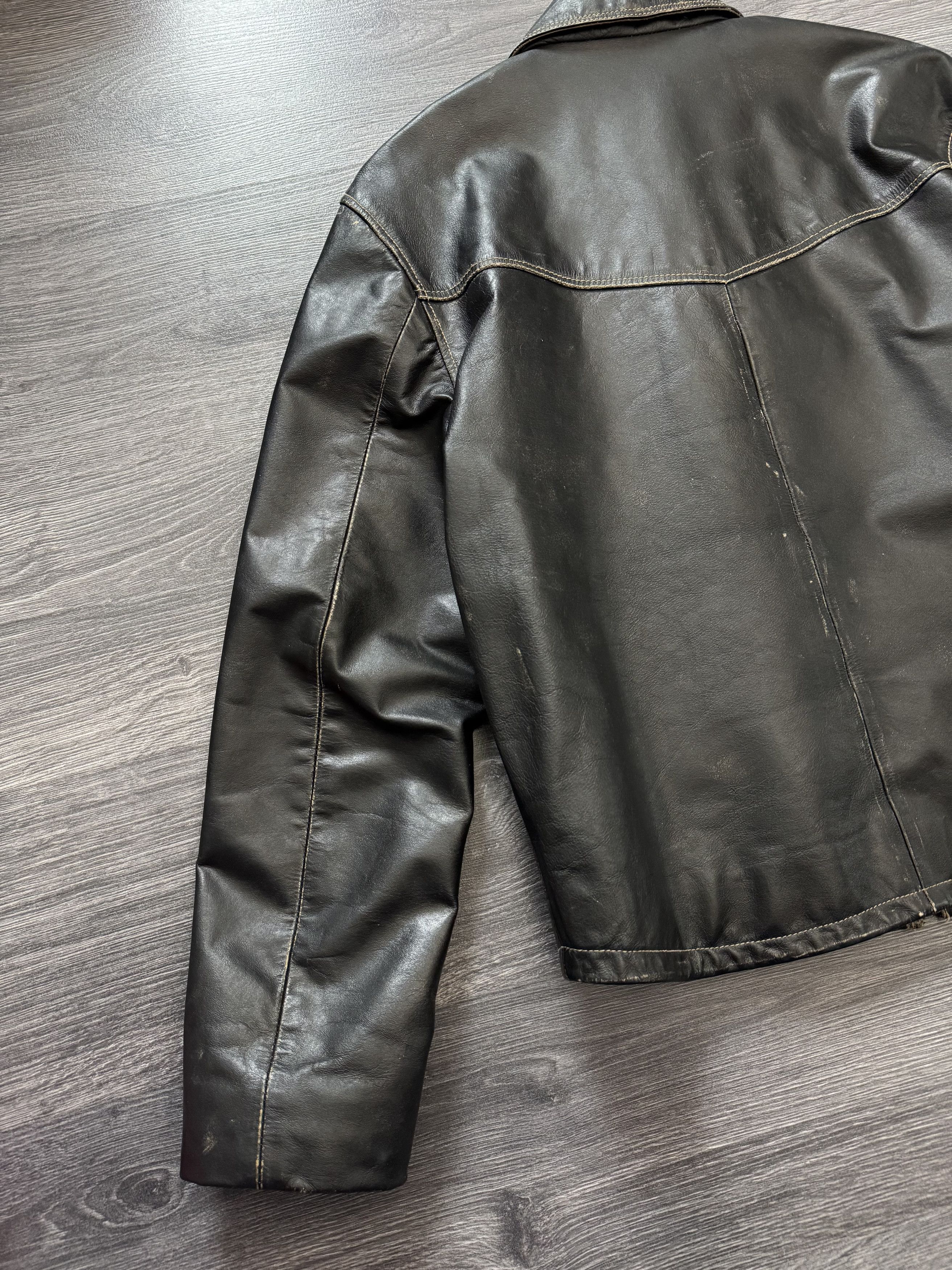 Vintage Zara Distressed Leather Cropped Jacket
