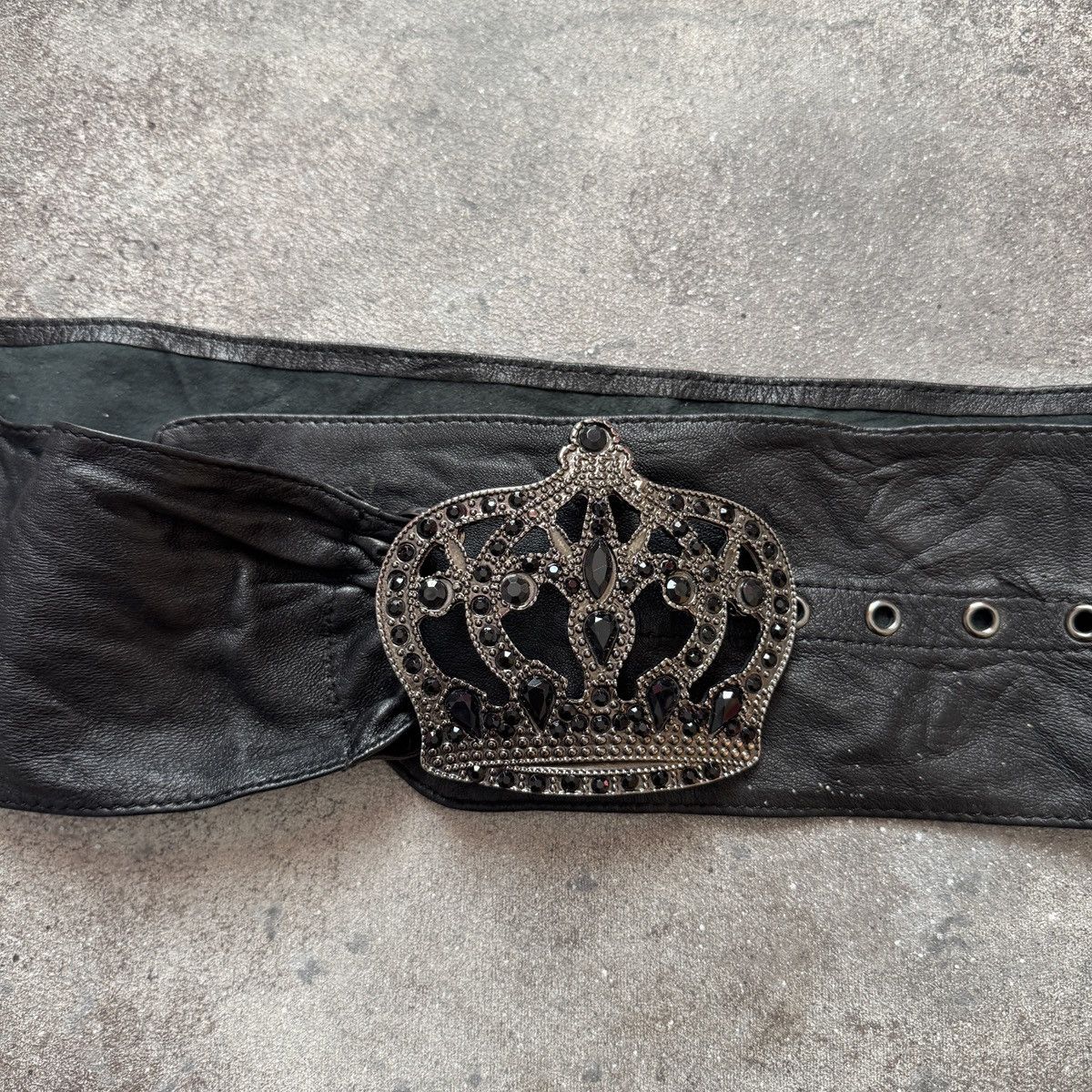 Hysteric Glamour 2000’s Glamour Vintage Crown Buckle Real Leather Wide Belt Size ONE SIZE - 4 Thumbnail