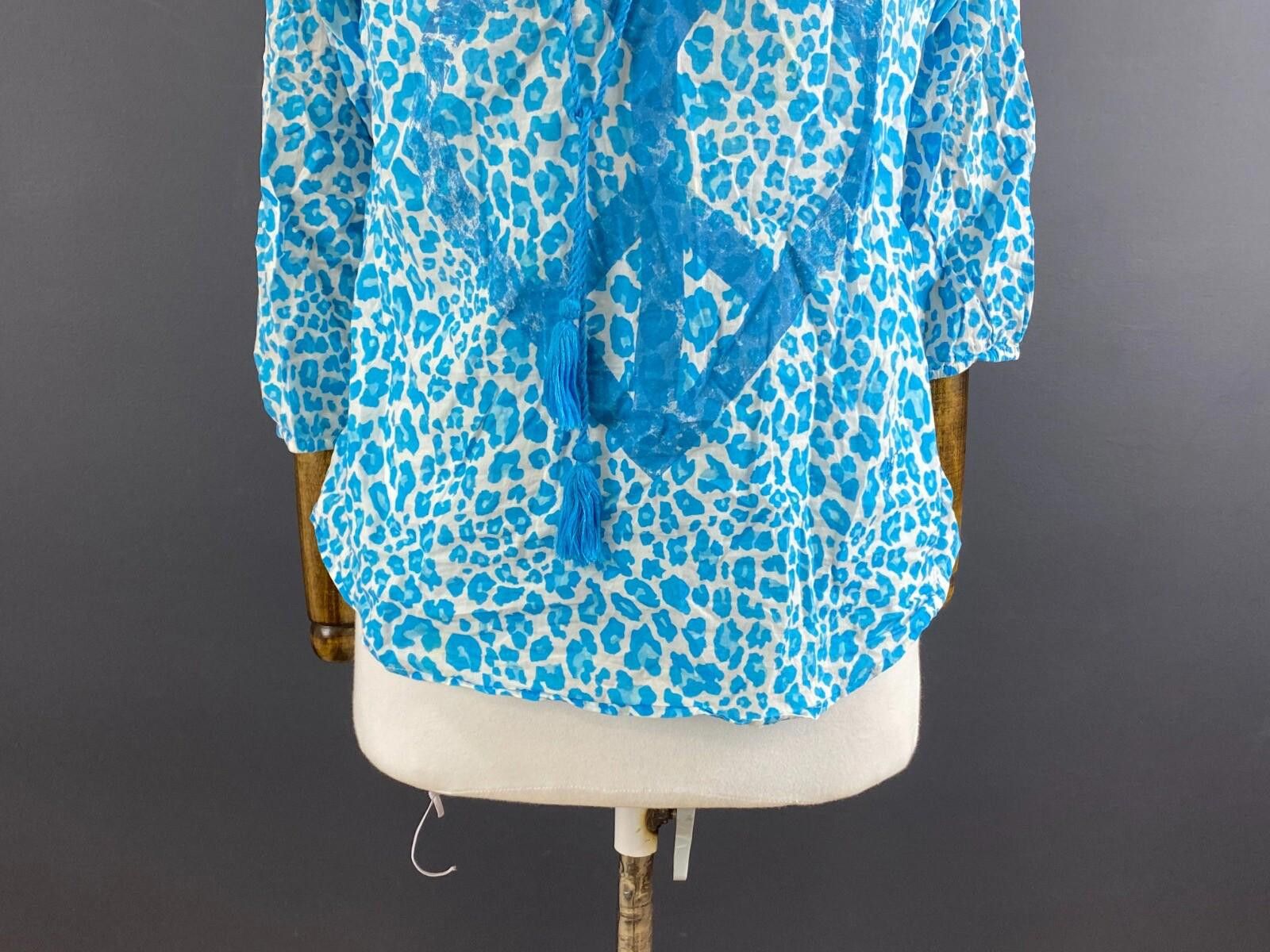 Designer Emily Van Den Bergh Blue Leopard Blouse Shirt Size 38 / S Size M / US 6-8 / IT 42-44 - 3 Thumbnail