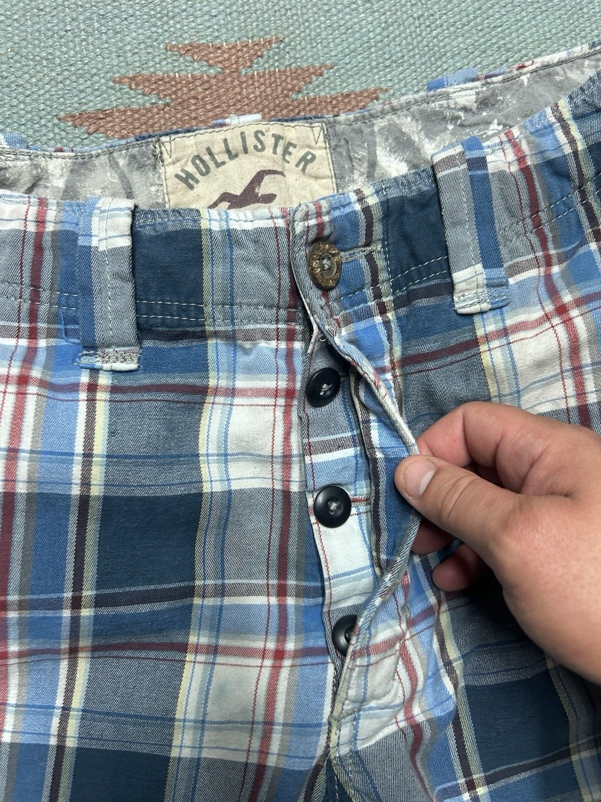 Hollister Hollister men’s plaid shorts cotton blue casual wide leg 34 Size US 34 / EU 50 - 5 Thumbnail