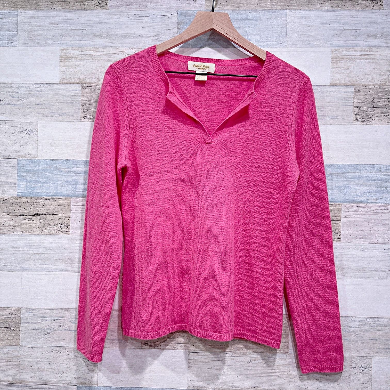 Other Peck & Peck 100% Cashmere Split Neck Pullover Sweater Pink M Size M / US 6-8 / IT 42-44 - 1 Thumbnail