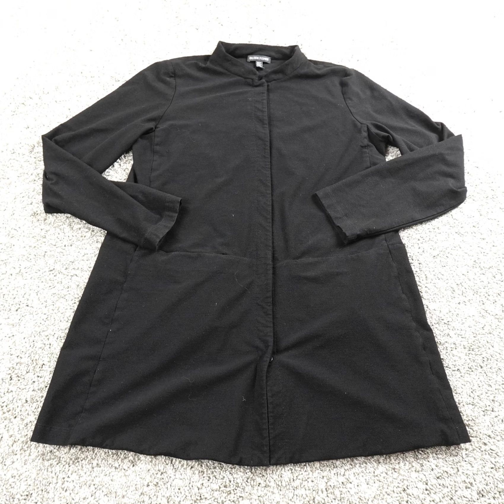 Eileen Fisher Eileen Fisher Coatigan Womens S Black Stretch Crepe Knit Mid-Length Jacket/Coatigans Size S / US 4 / IT 40 - 2 Thumbnail