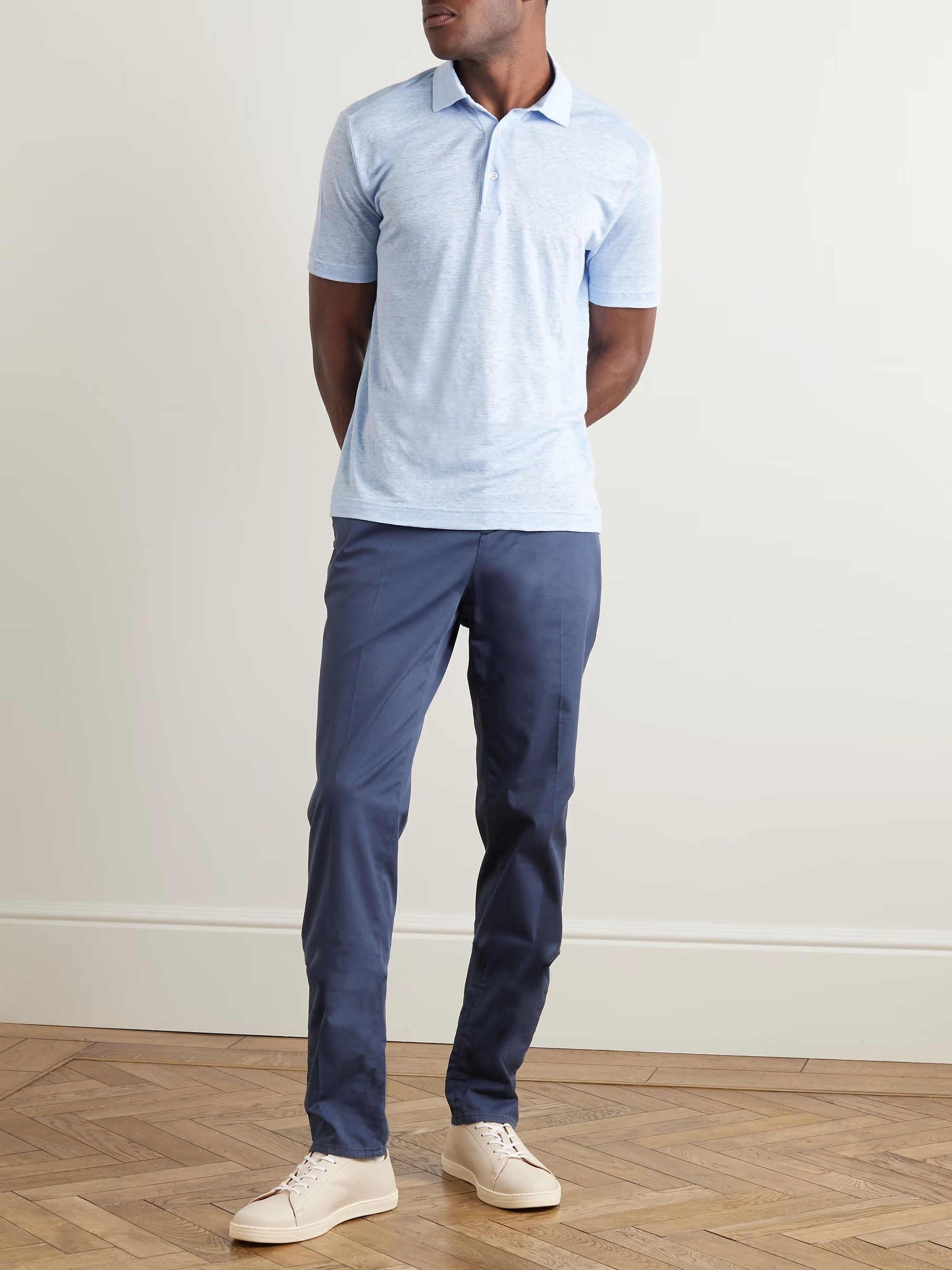 Loro Piana o1w1db10125 FAI1314 Polo Shirt in Light Blue Size US XL / EU 56 / 4 - 2 Thumbnail