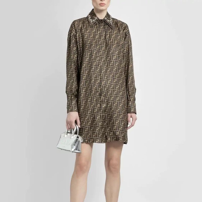 Fendi Fendi Khaki XXL Women's Dress 0089 Size XXL / US 16-18 / IT 52-54 - 1 Thumbnail