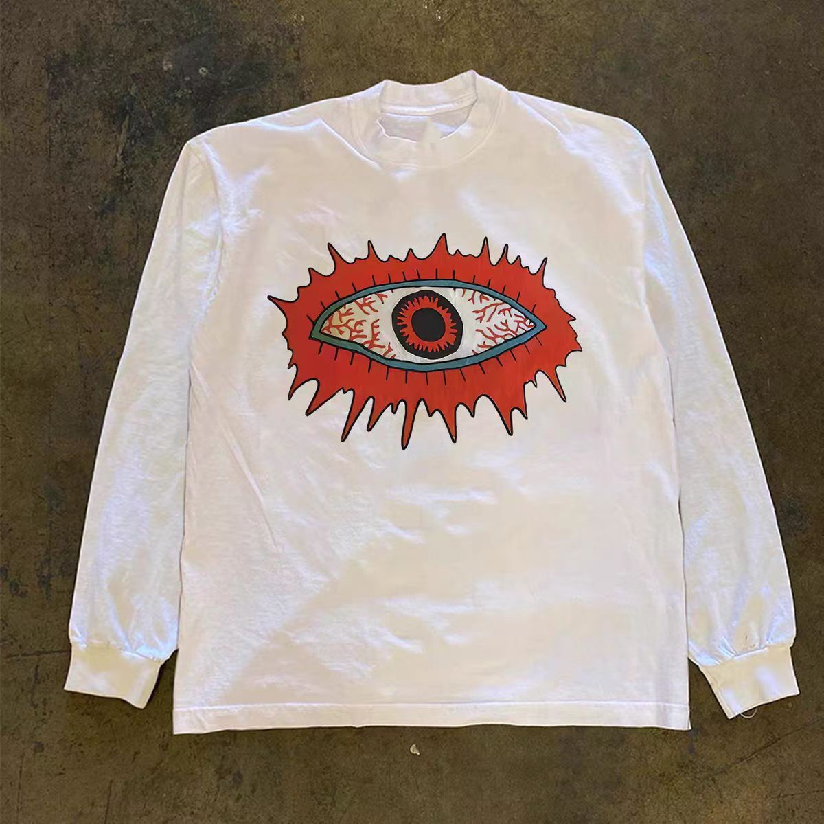 Vintage White retro eye print long-sleeved t-shirt Size US M / EU 48-50 / 2 - 1 Thumbnail