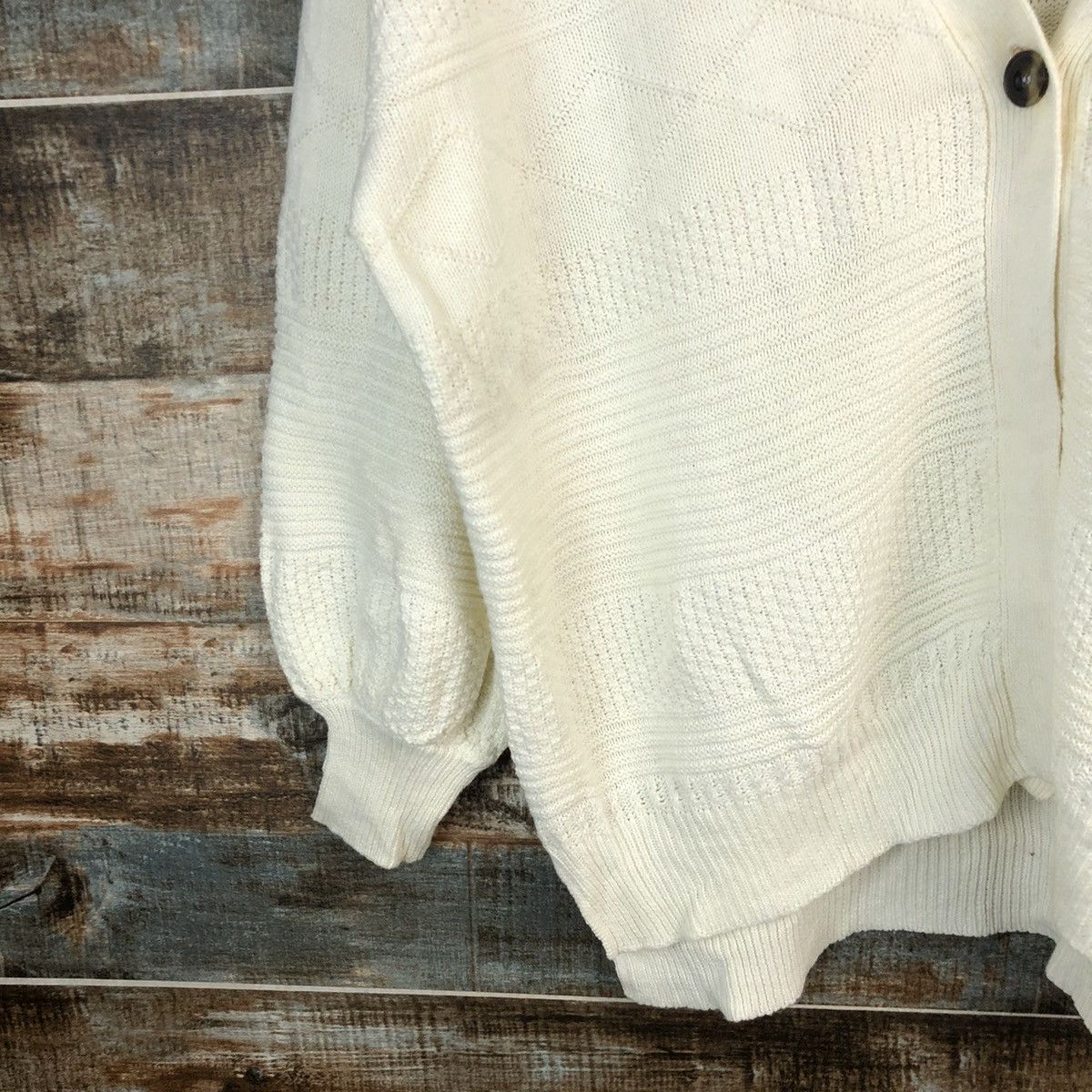 Vintage Le Cois White Cardigan Knitwear #A1662 Size US M / EU 48-50 / 2 - 7 Thumbnail