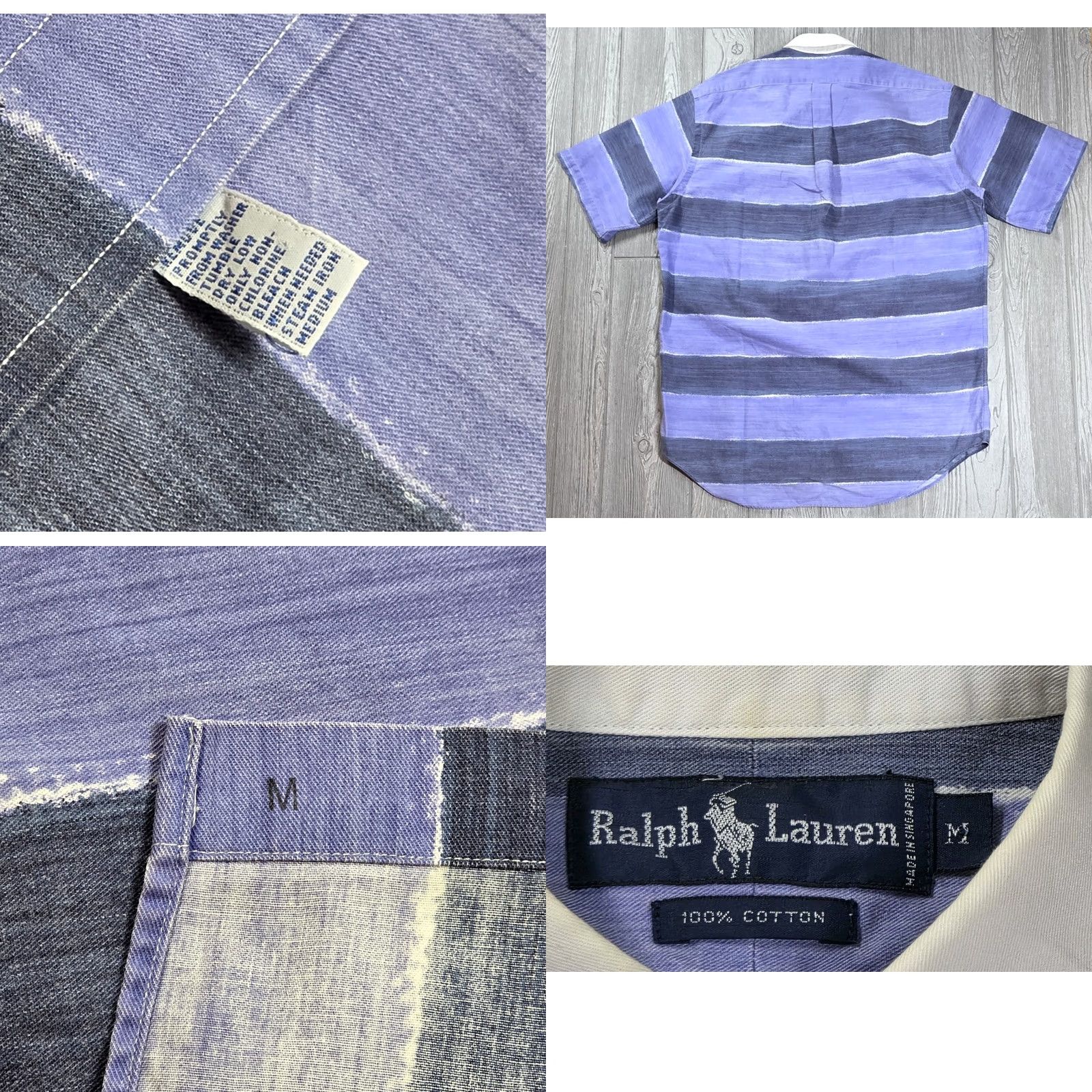 Polo Ralph Lauren VINTAGE Polo Ralph Lauren Rugby STRIPE Shirt Men M Purple Blue Short Sleeve Button-Up Size US M / EU 48-50 / 2 - 8 Thumbnail