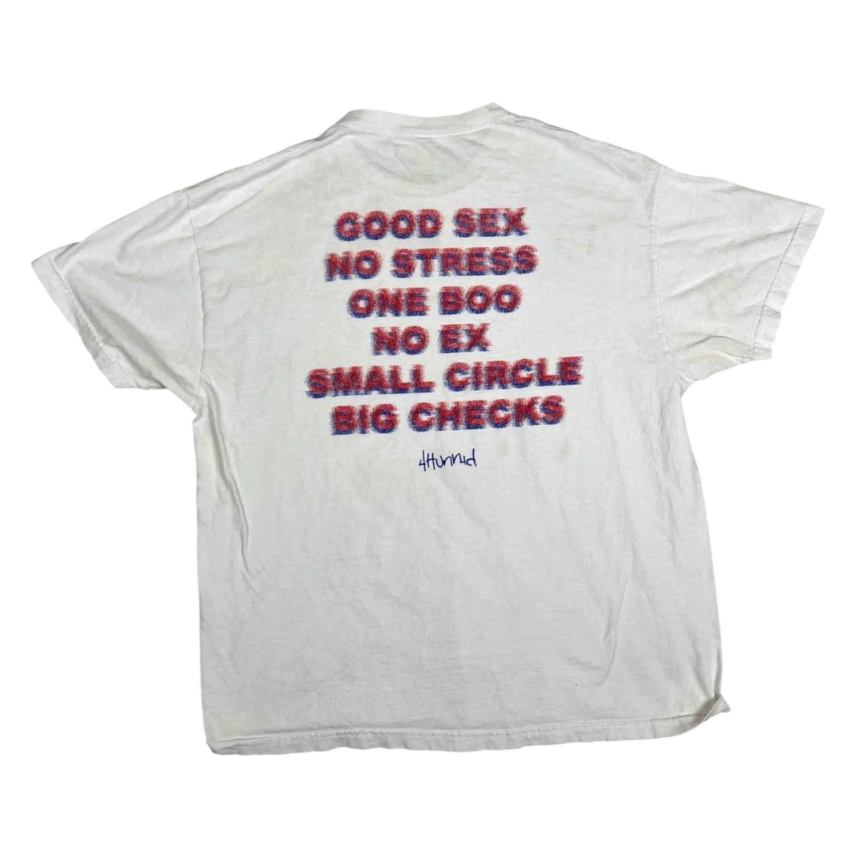 Vintage 4Hunnid Shirt Mens 2XL White Graphic Slogan Good Sex No Stress 4Hunnid Logo Streetwear T-Shirt Mens Size US XXL / EU 58 / 5 - 2 Thumbnail